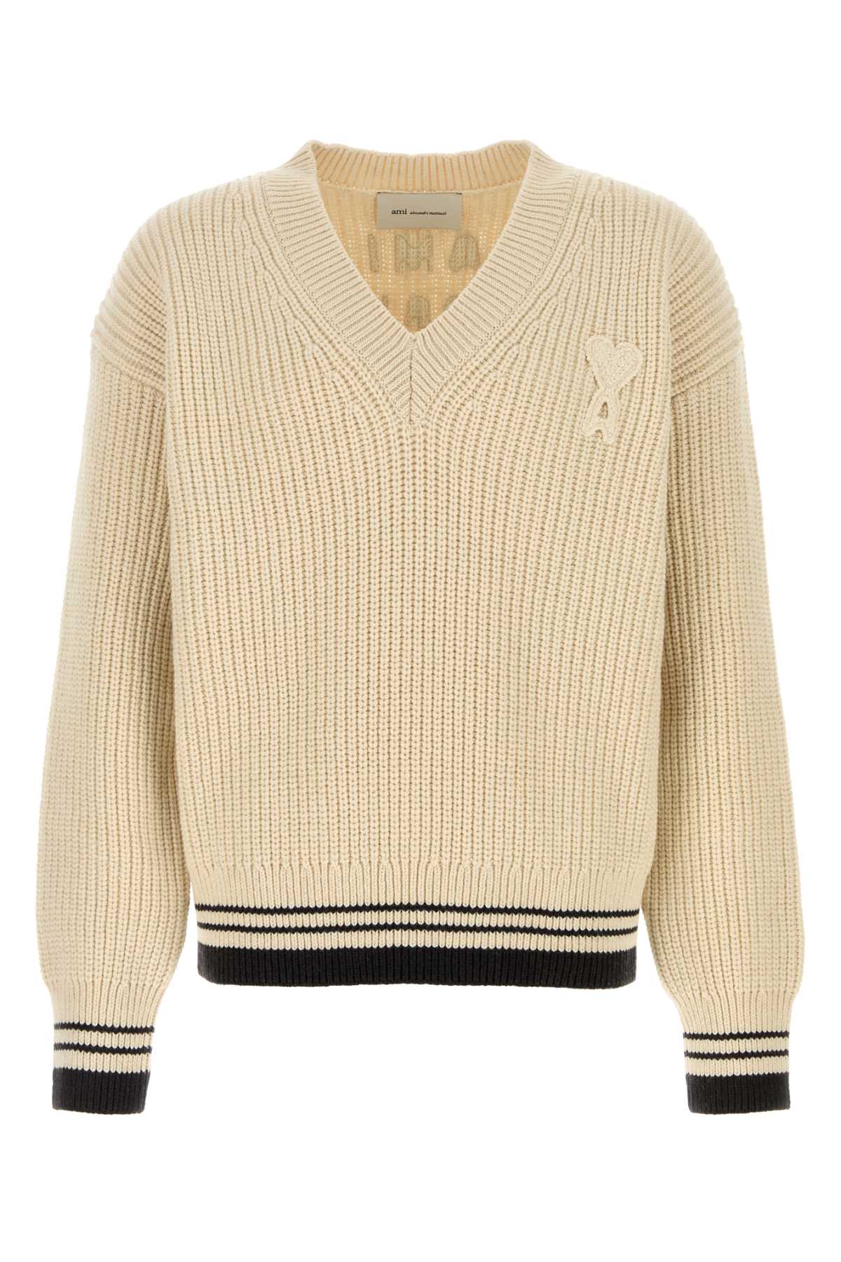 Ivory wool blend sweater UKS864KN0161136 (AMI Paris / ニット・セーター・カーディガン ) | AMI Paris (アミパリス)