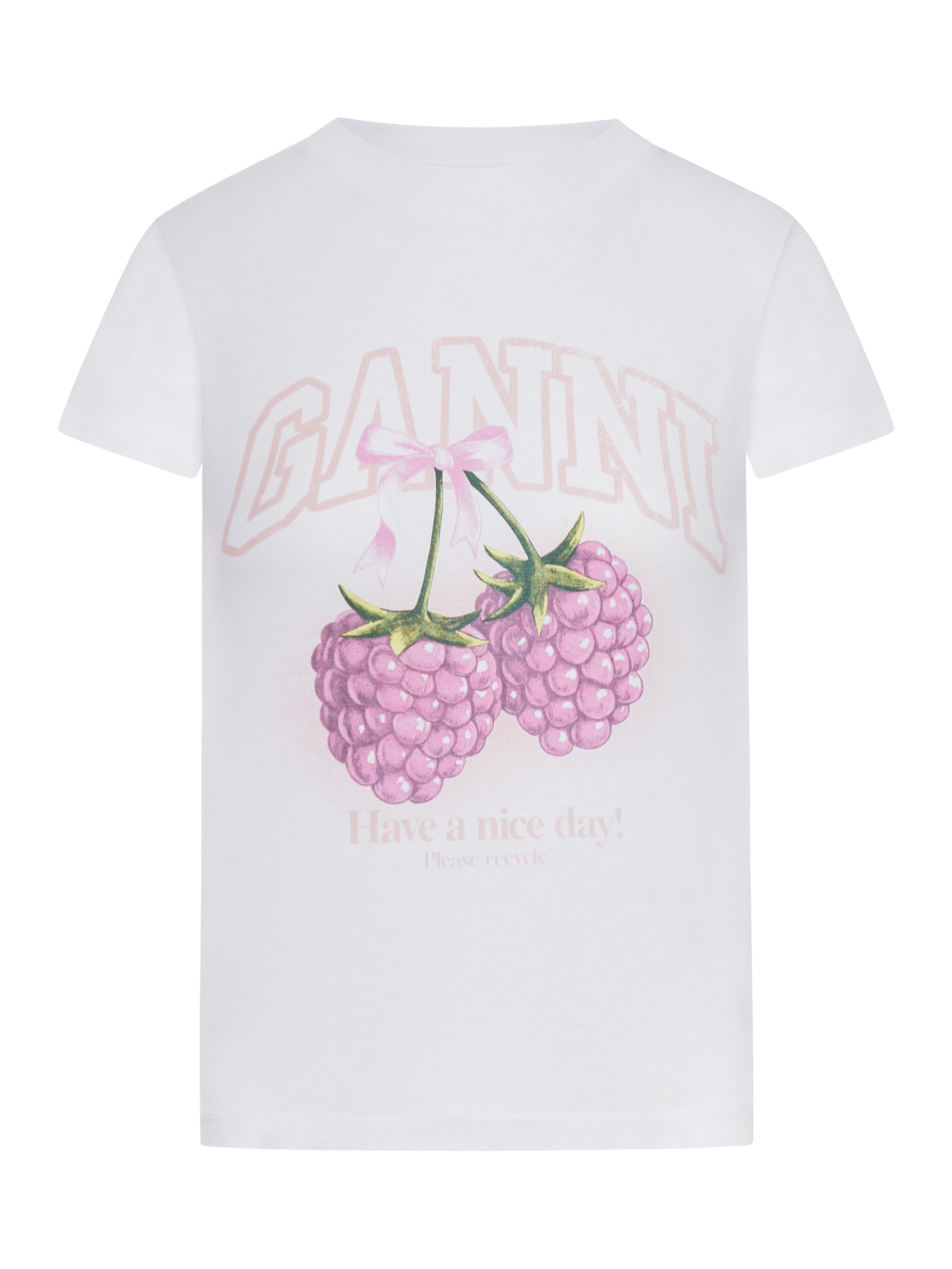 COTTON T-SHIRT WITH PLACED PRINT A1050185151 (GANNI / Tシャツ・カットソー ) | GANNI (ガニー)