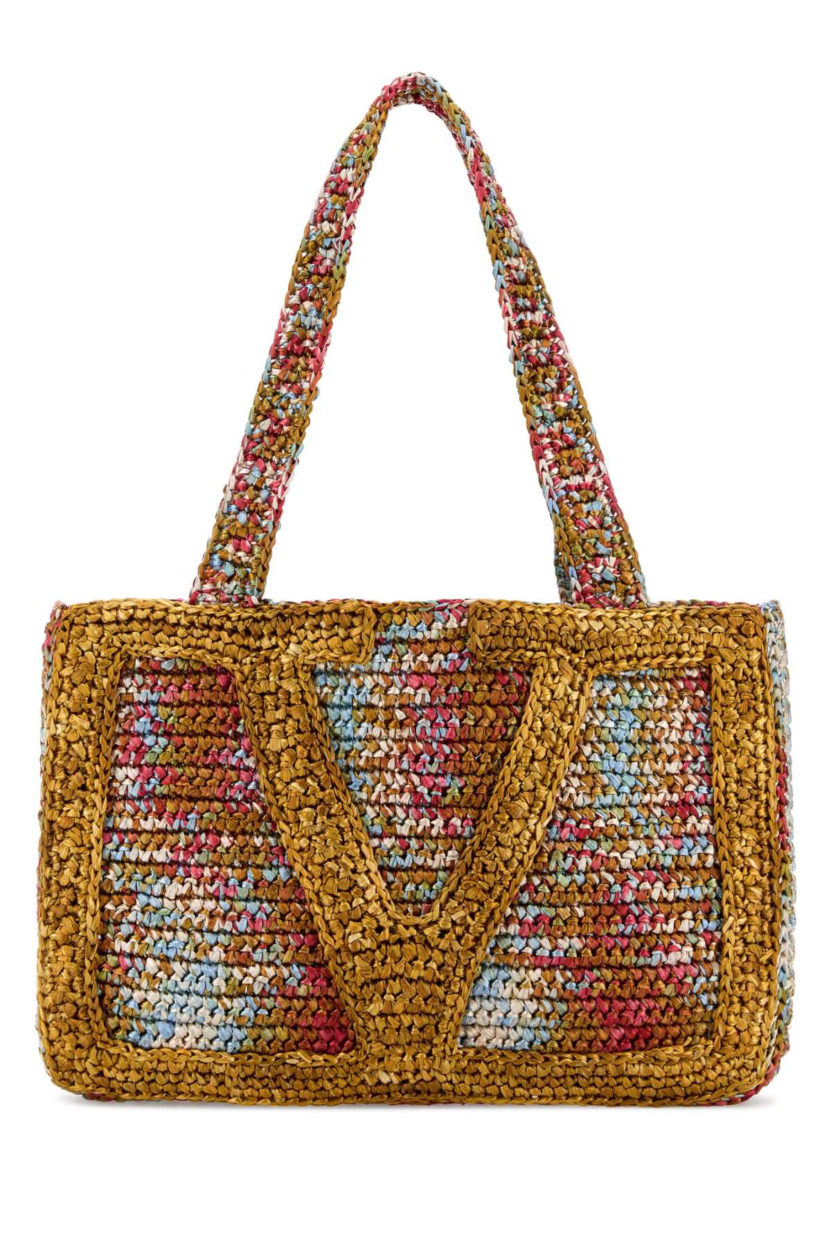 Multicolor raffia medium VLogo Signature shopping bag 8W2B0S11KUIWSW (Valentino Garavani / トートバッグ ) | Valentino Garavani (ヴァレンティノ)