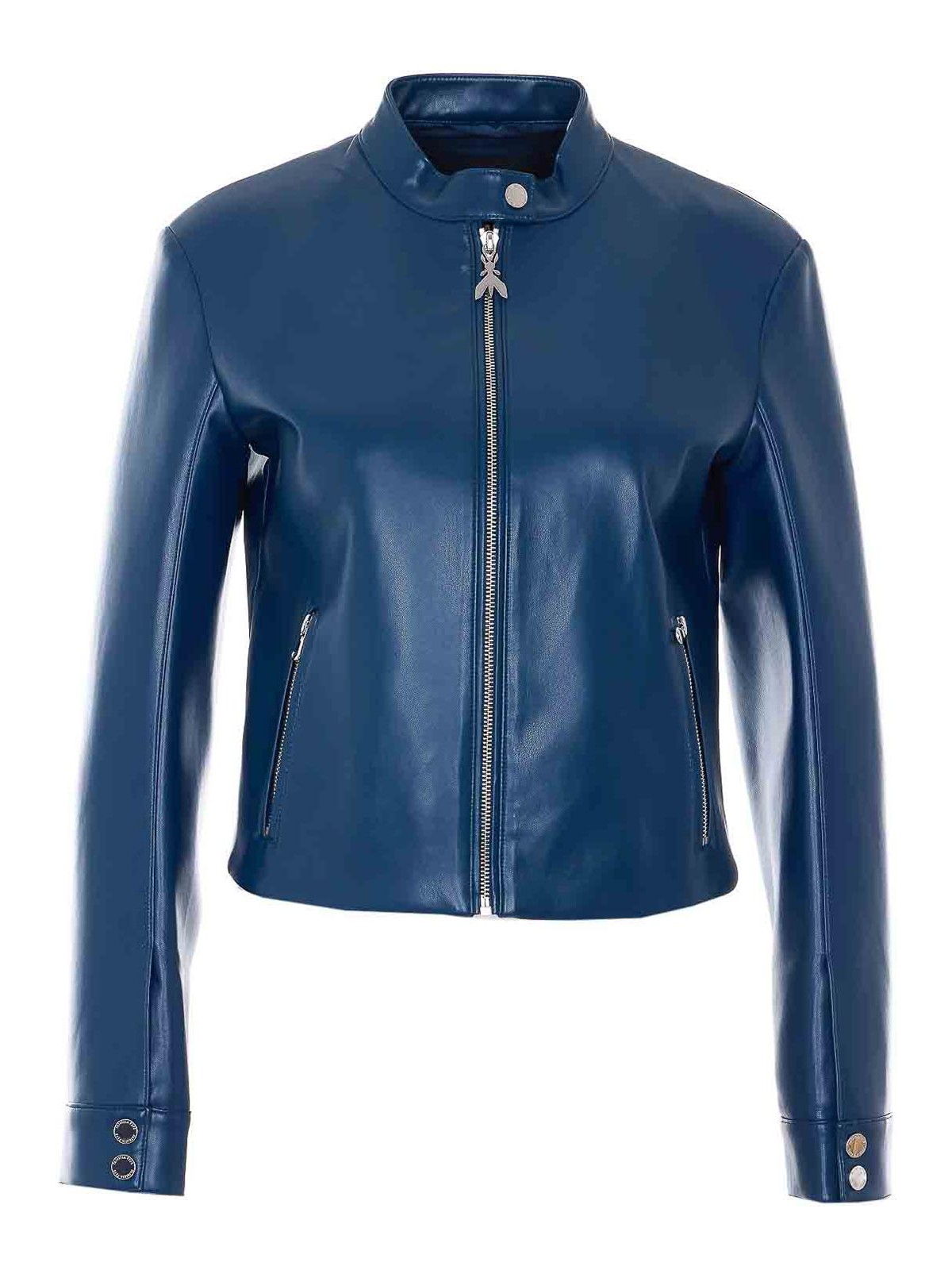 Blue Jacket With Frontal Zip Closure 8O0223E005CA97 (PATRIZIA PEPE / レザー&ファージャケット・コート ) | PATRIZIA PEPE (パトリツィア ペペ)