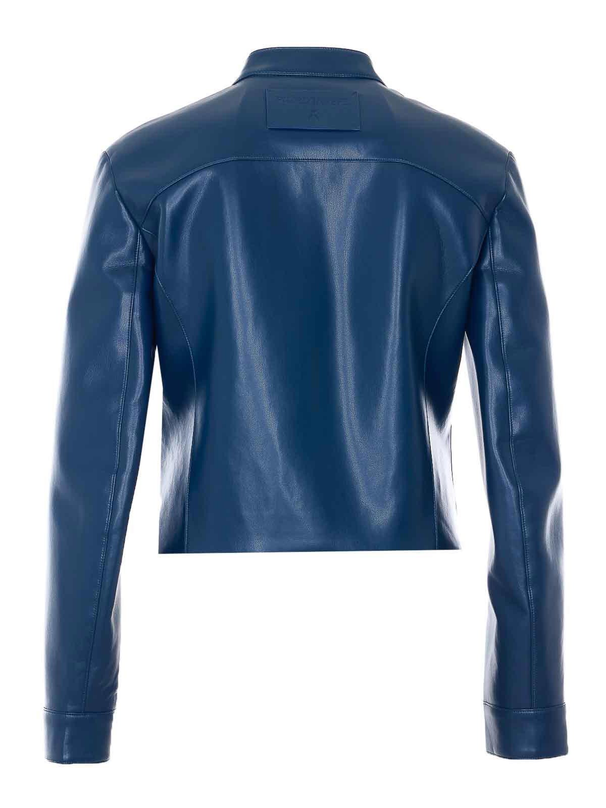 Blue Jacket With Frontal Zip Closure 8O0223E005CA97 (PATRIZIA PEPE / レザー&ファージャケット・コート ) | PATRIZIA PEPE (パトリツィア ペペ)(1)