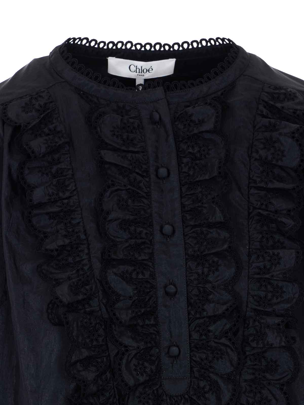 Black Shirt With Frontal Buttons Closure 26SHT28102001 (Chloé / シャツ・ブラウス ) | Chloé (クロエ)(3)