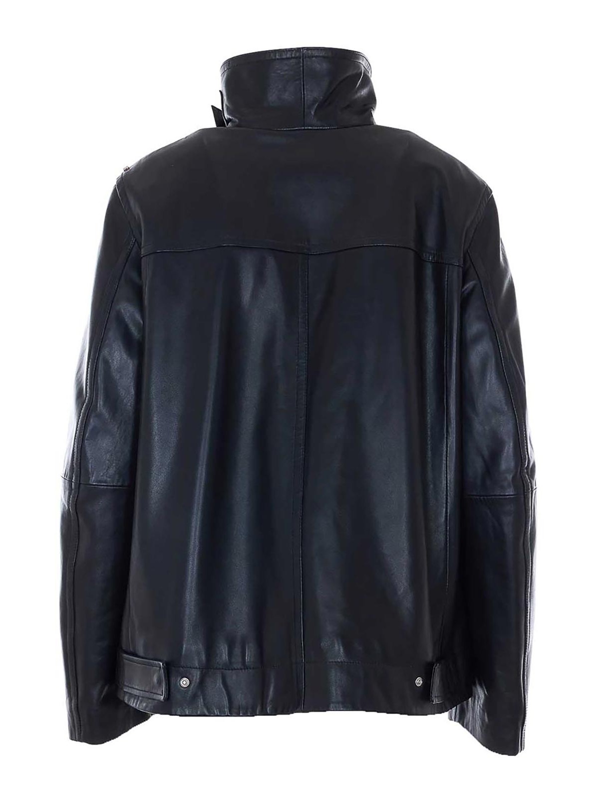 Black Leather Jacket With Frontal Zip Closure 2612441021600002 (Sportmax / レザー&ファージャケット・コート ) | Sportmax (スポーツマックス)(1)