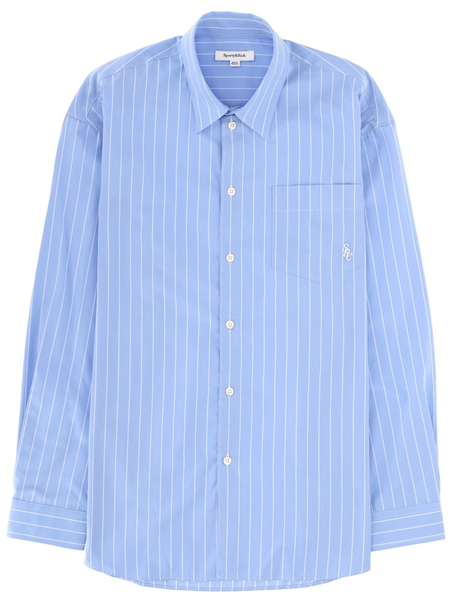 SHIRT WITH LOGO SI00666302ST02BLUESTRIPE (Sporty & Rich / シャツ・ブラウス ) | Sporty & Rich (スポーティアンドリッチ)