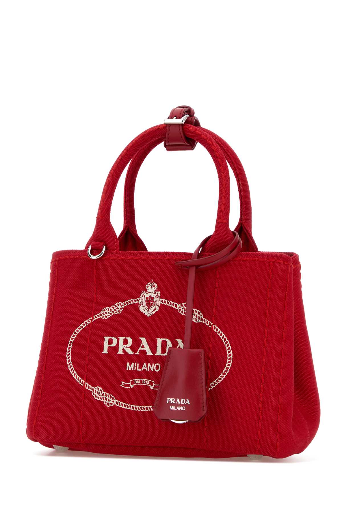Red canvas mini Prada Jardinière handbag 1BA038VNLM2HF3F0011 (Prada / ハンドバッグ・ショルダーバッグ ) | Prada (プラダ)(1)