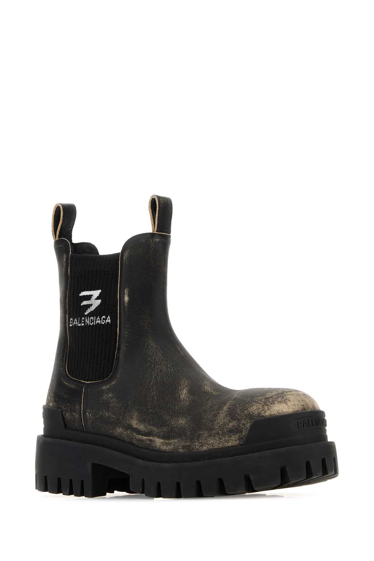 Black leather Strike Chelsea ankle boots 853832WB2281919 (Balenciaga / ブーツ ) | Balenciaga (バレンシアガ)(1)