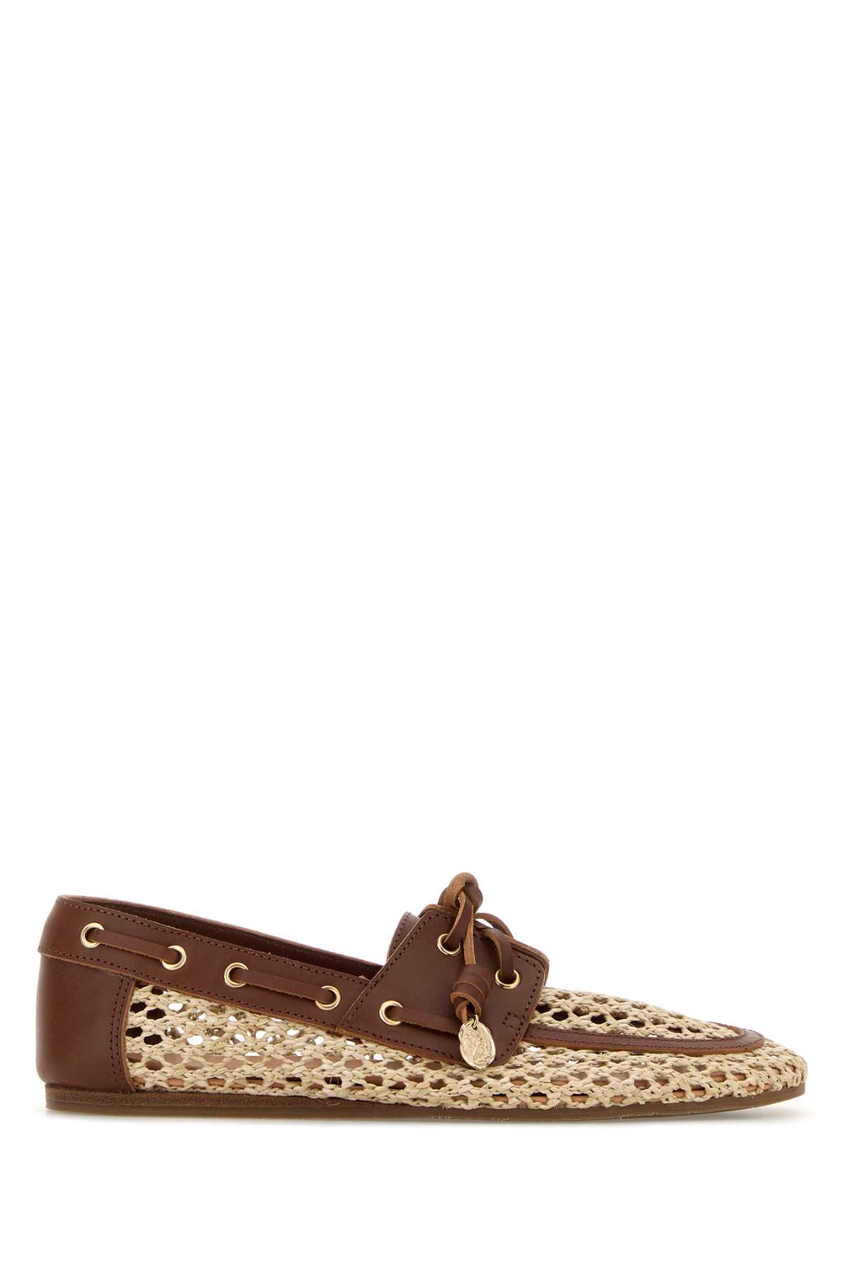 Two-tone raffia and leather Pliaria loafers PLIARIANATURAL (ANCIENT GREEK SANDALS / ローファー ) | ANCIENT GREEK SANDALS (エンシェントグリークサンダルズ)