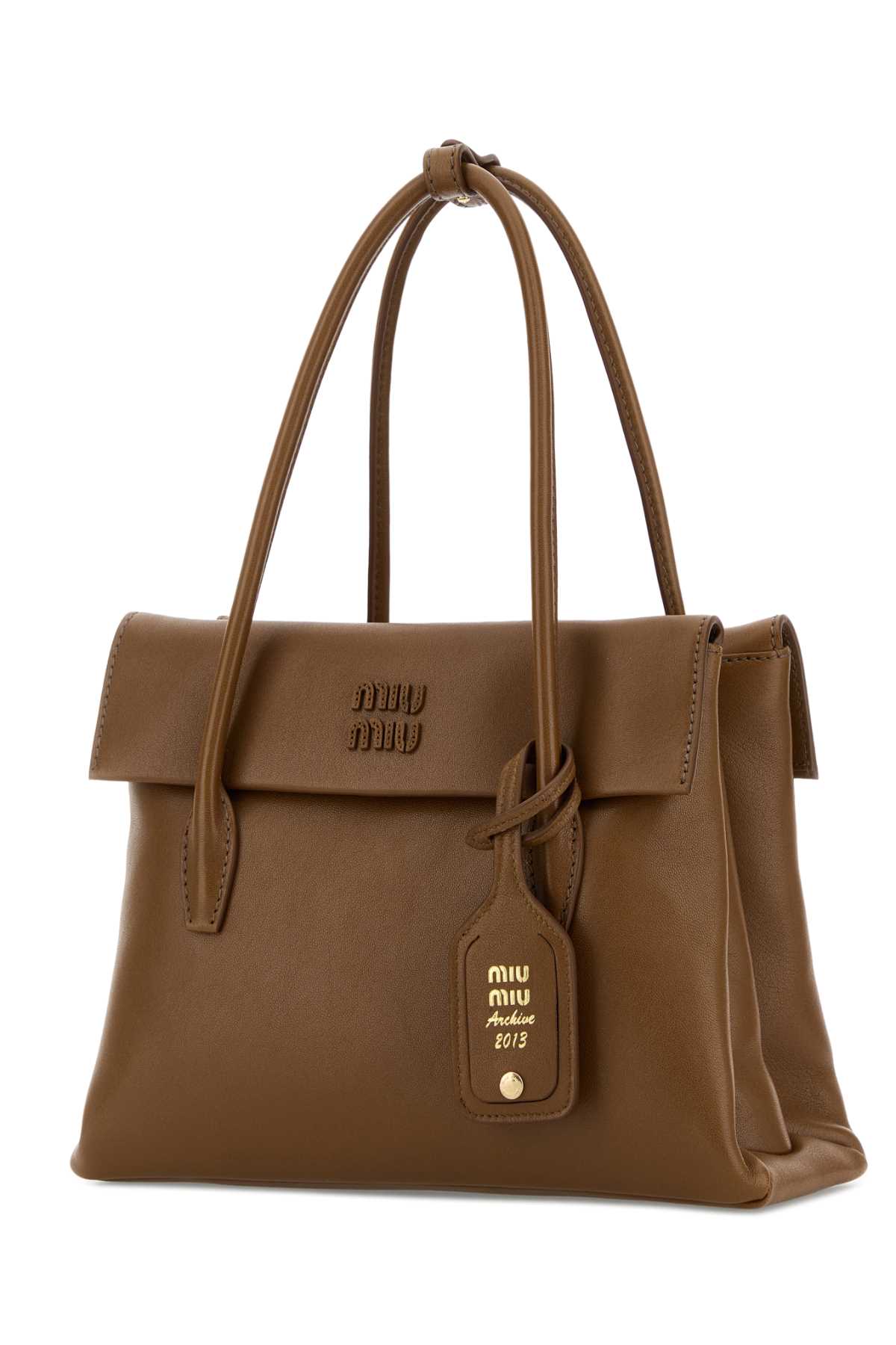 Brown leather Solitaire handbag 5BA302VOWO2IFPF0039 (MIU MIU / ハンドバッグ・ショルダーバッグ ) | MIU MIU (ミュウミュウ)(1)