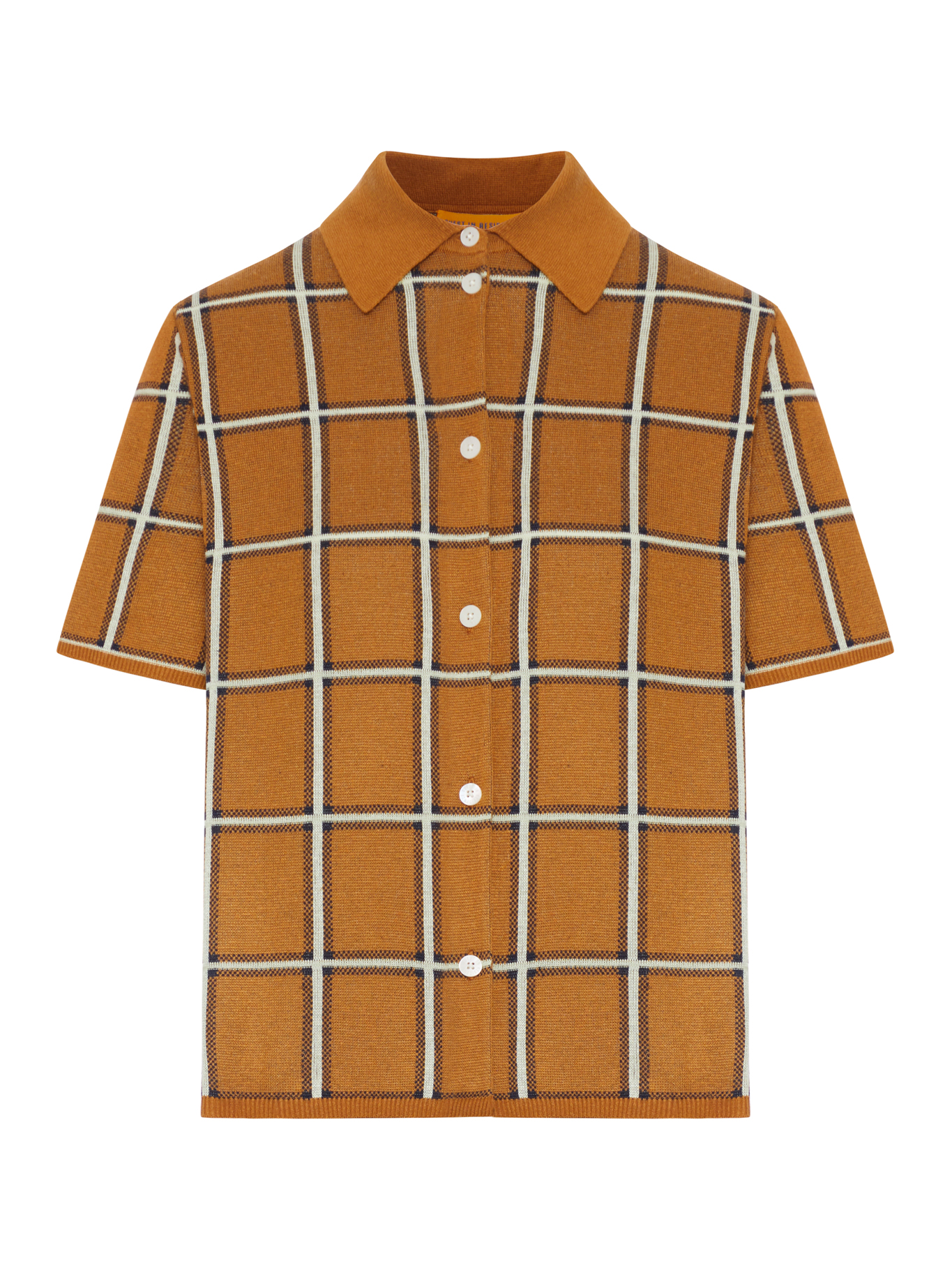 LINEN AND SILK BLEND POLO SHIRT WITH CHECK PATTERN W29722JFSUEDCO (GUEST IN RESIDENCE / シャツ・ブラウス ) | GUEST IN RESIDENCE (ゲスト イン レジデンス)