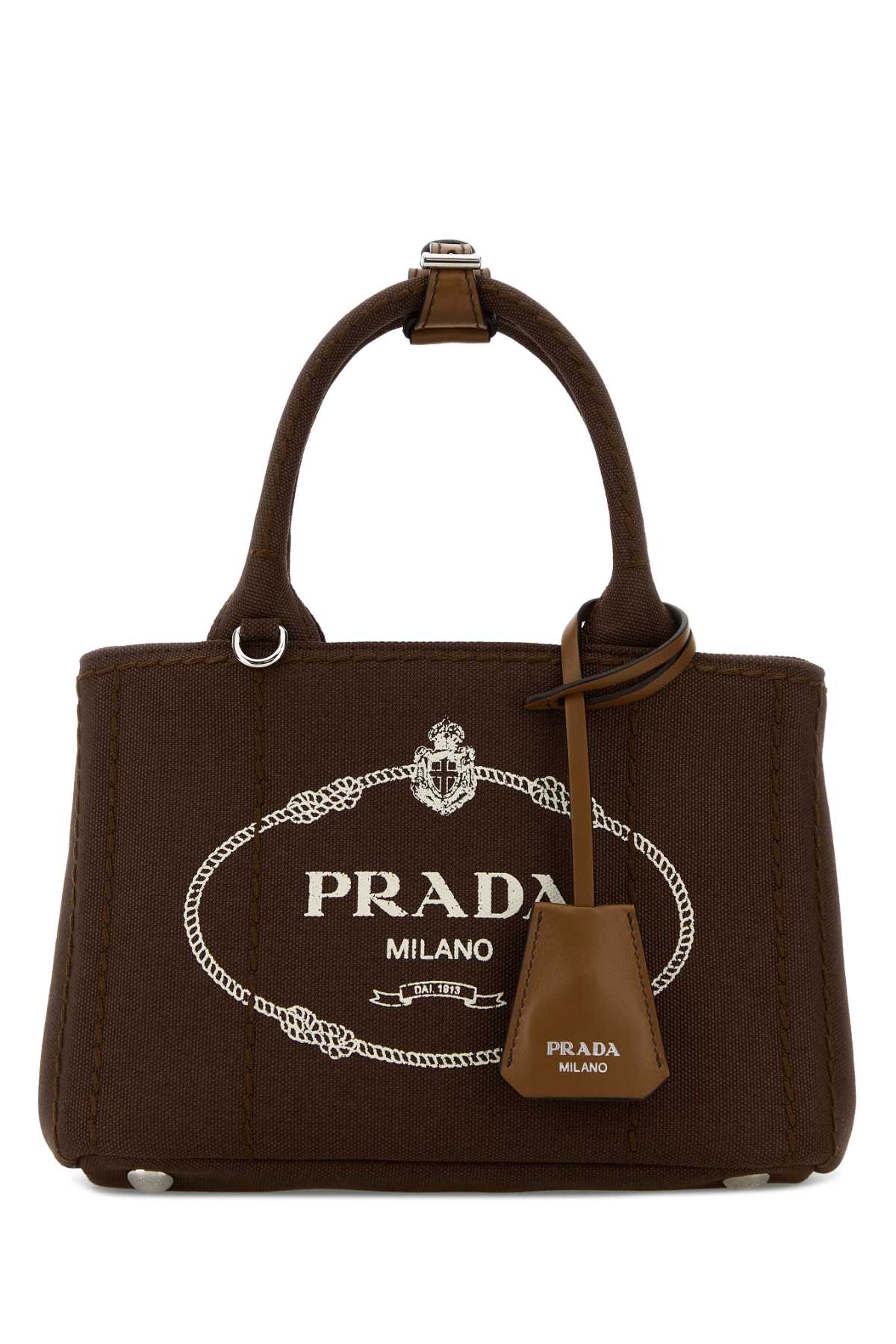 Brown canvas mini Prada Jardinière handbag 1BA038VNLM2HF3F0324 (Prada / ハンドバッグ・ショルダーバッグ ) | Prada (プラダ)