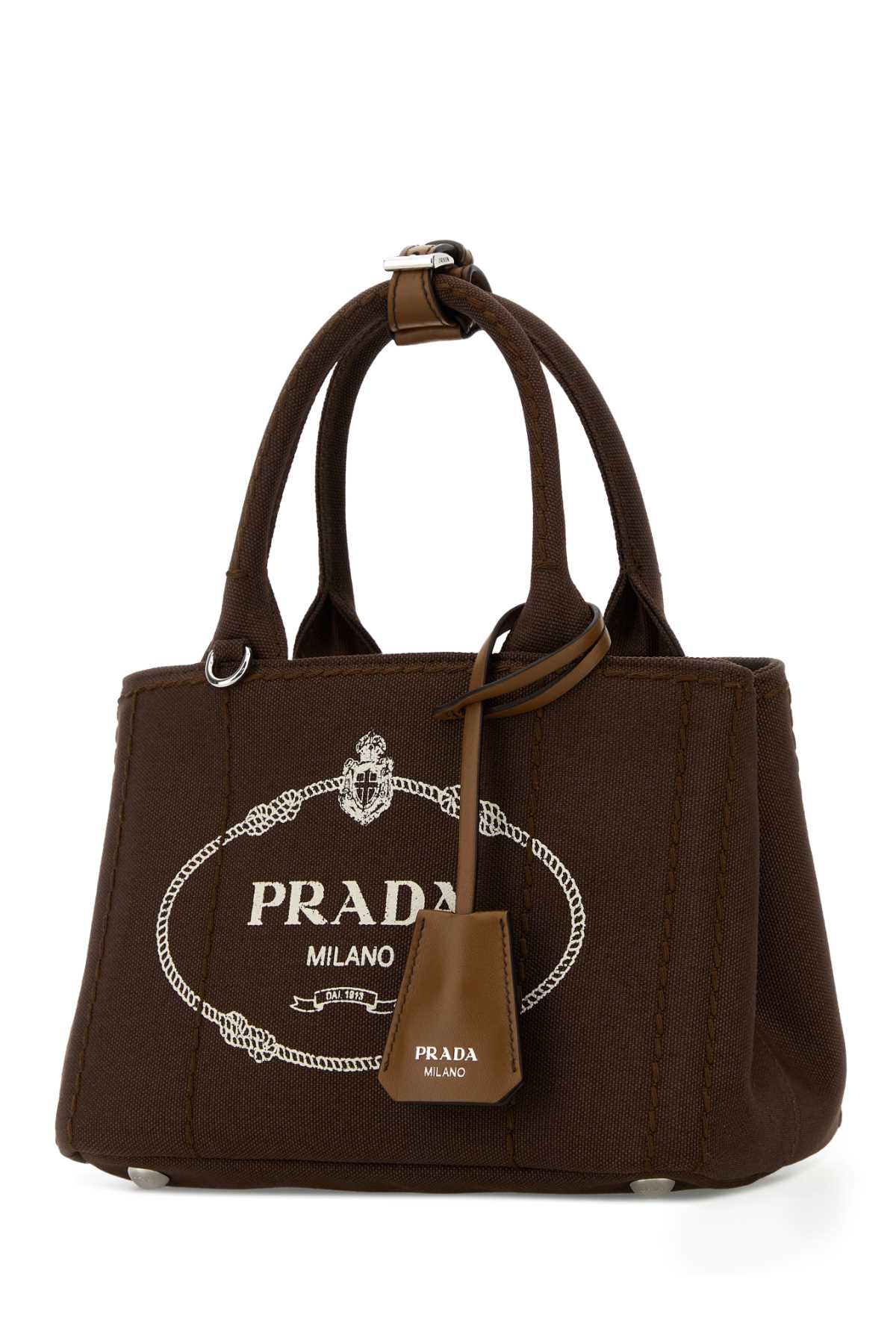 Brown canvas mini Prada Jardinière handbag 1BA038VNLM2HF3F0324 (Prada / ハンドバッグ・ショルダーバッグ ) | Prada (プラダ)(1)