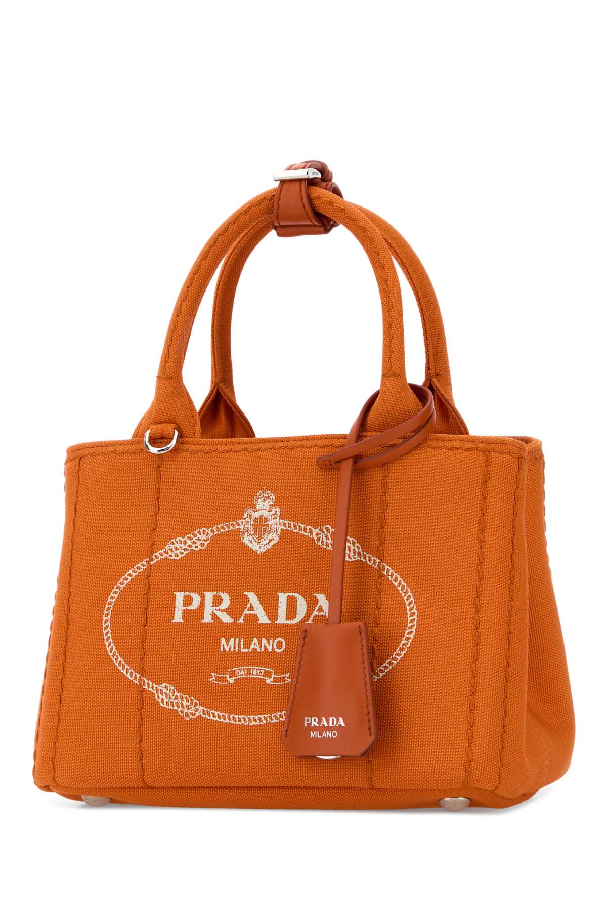 Orange canvas mini Prada Jardinière handbag 1BA038VNLM2HF3F0S73 (Prada / ハンドバッグ・ショルダーバッグ ) | Prada (プラダ)(1)