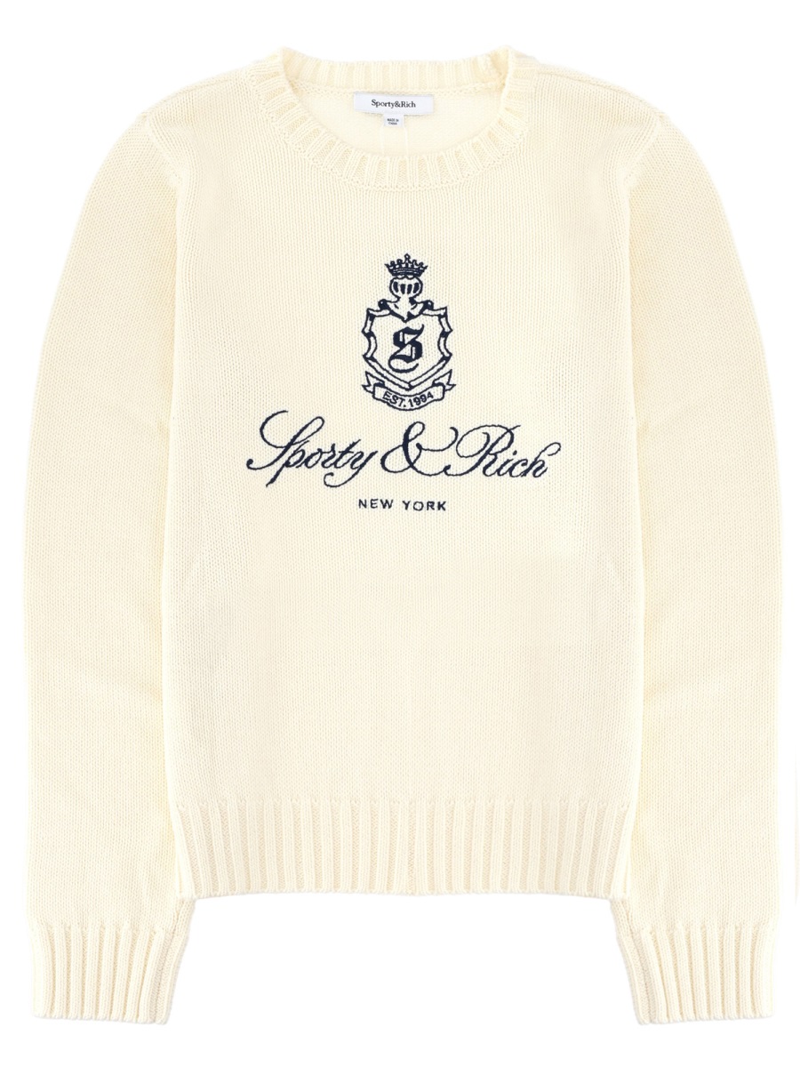 JERSEY WITH LOGO WS06566205WH37ECRU (Sporty & Rich / ニット・セーター・カーディガン ) | Sporty & Rich (スポーティアンドリッチ)
