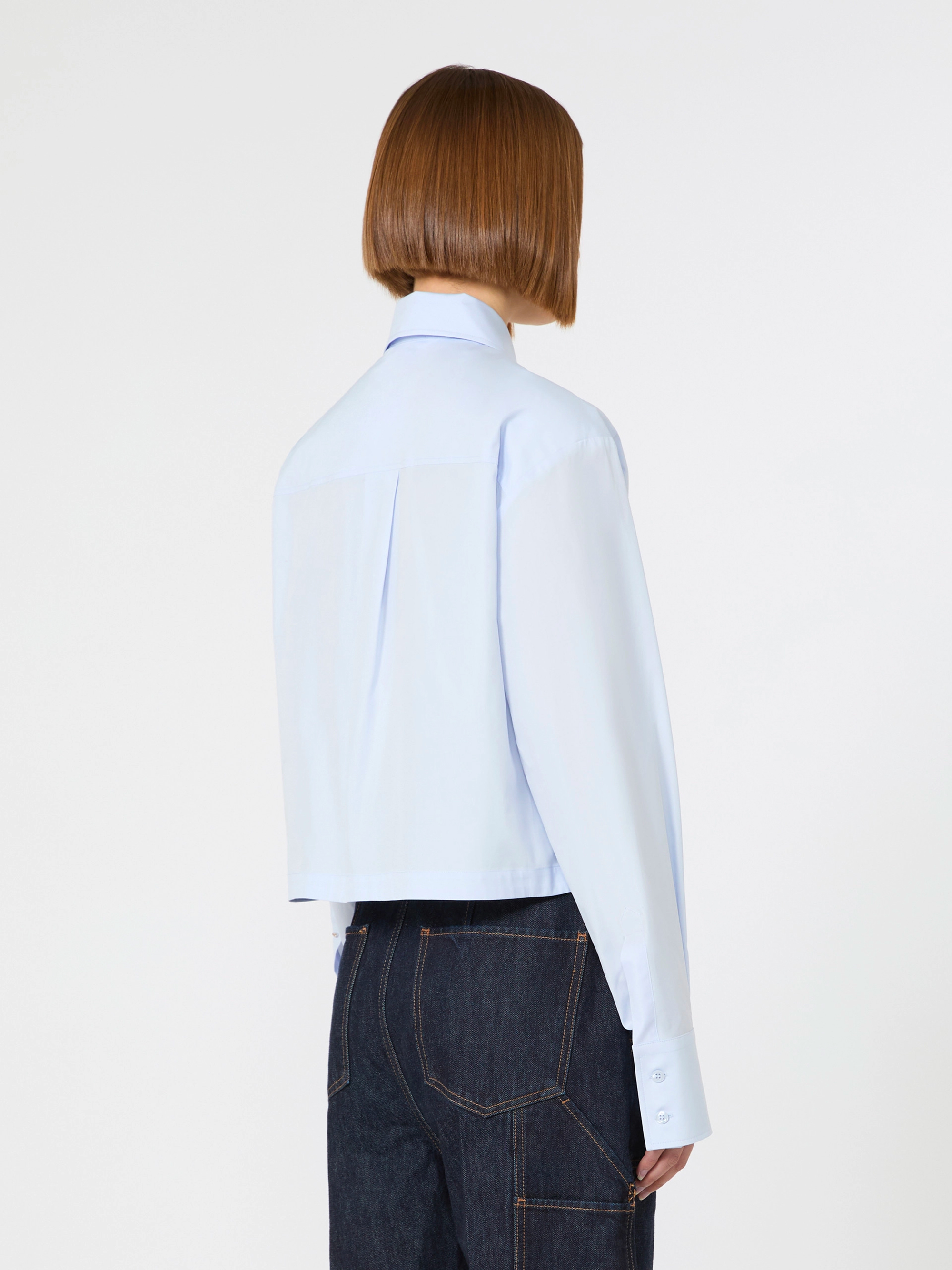 CROPPED POPLIN SHIRT WITH ASYMMETRICAL PLEATS SPXCERTO002 (Sportmax / シャツ・ブラウス ) | Sportmax (スポーツマックス)(2)
