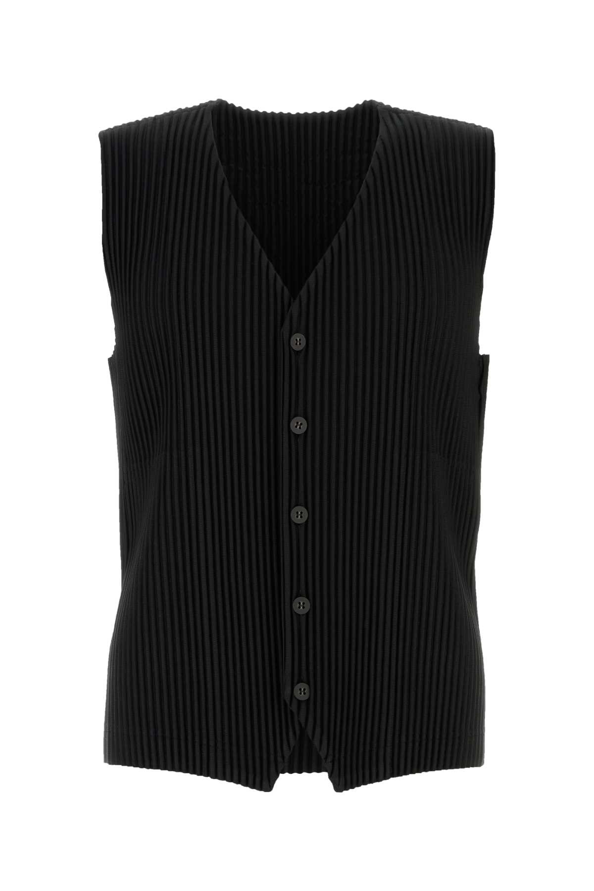 Black polyester vest HP66JE51115 (HOMME PLISSÉ ISSEY MIYAKE / ベスト ) | HOMME PLISSÉ ISSEY MIYAKE (オムプリッセ イッセイ ミヤケ)