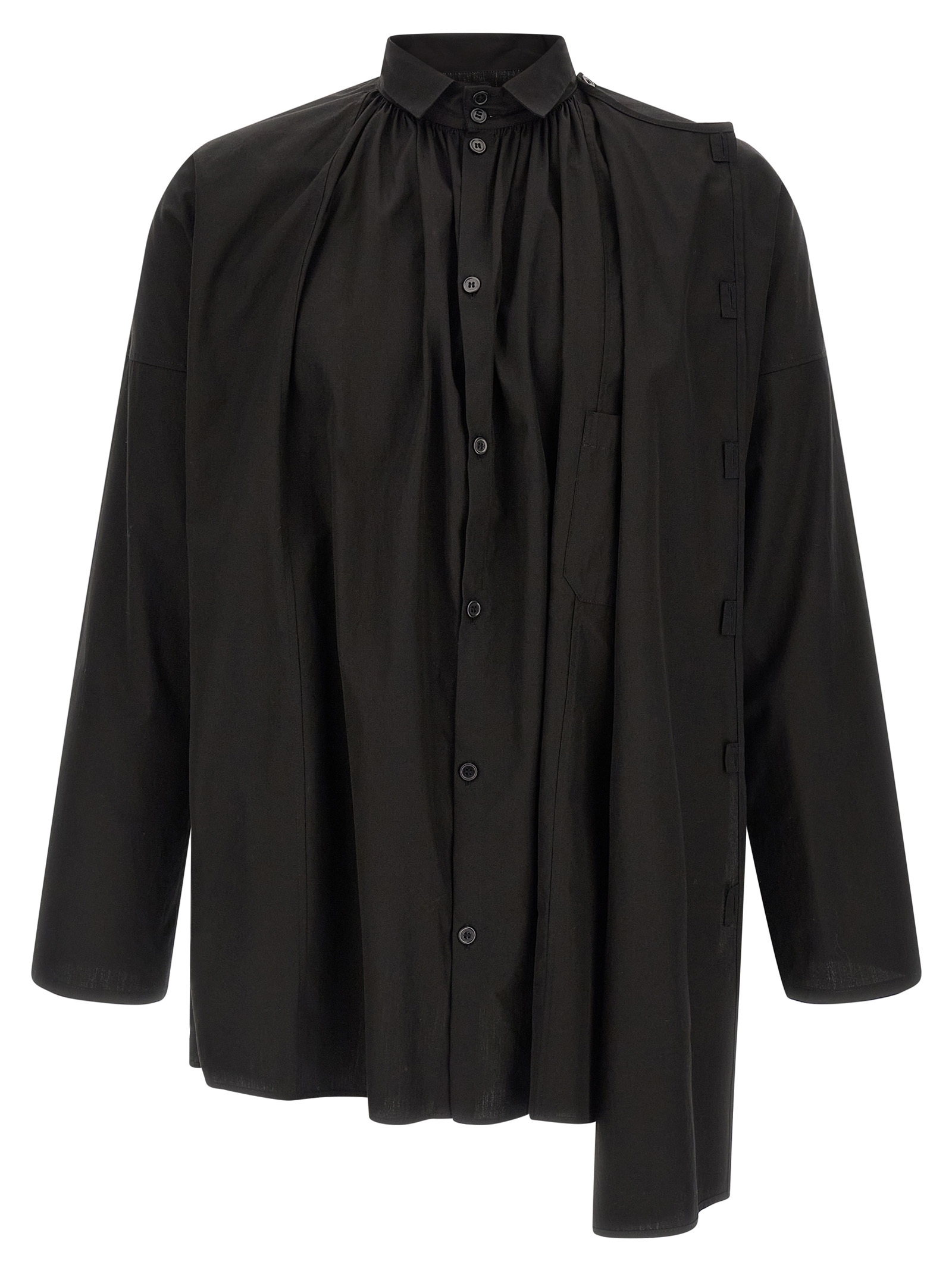 'Collar Gather Double B' shirt HKB30054BLACK2 (Yohji Yamamoto / シャツ・ブラウス ) | Yohji Yamamoto (ヨウジヤマモト)(1)