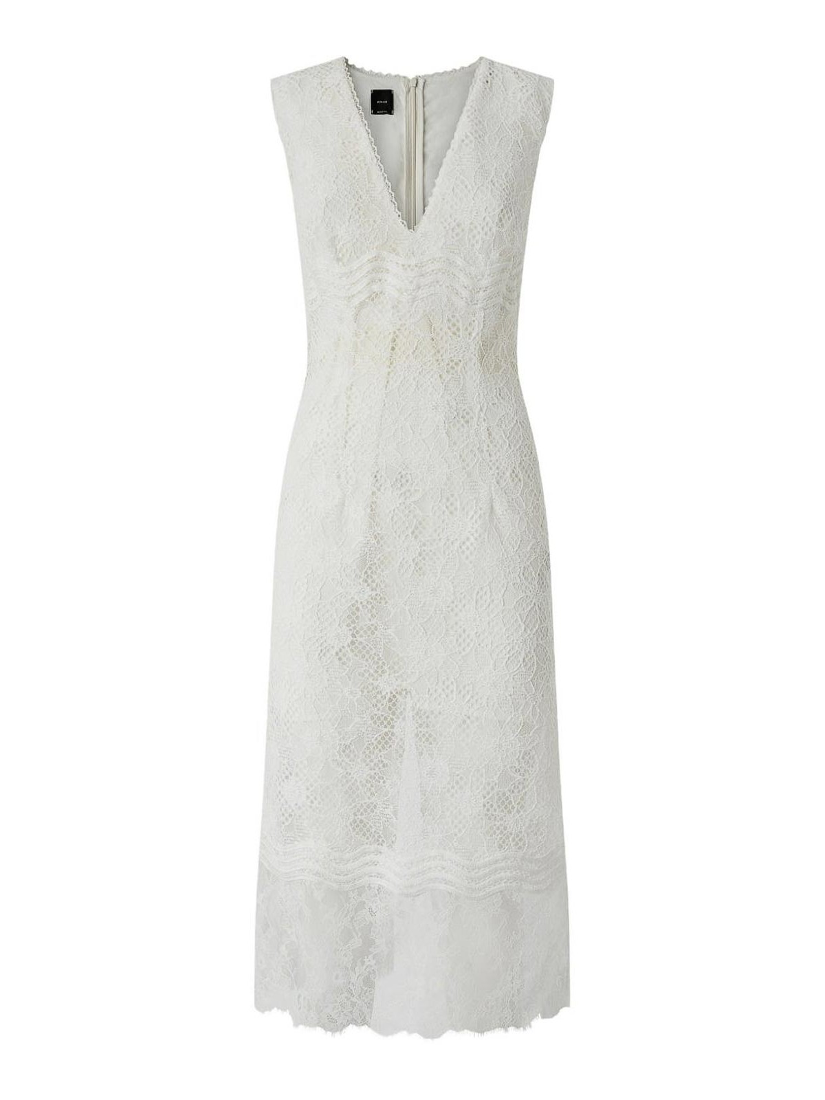 White Lace Dress With V-Neck 106660A381Z05 (PINKO / ワンピース・ドレス・オールインワン ) | PINKO (ピンコ)