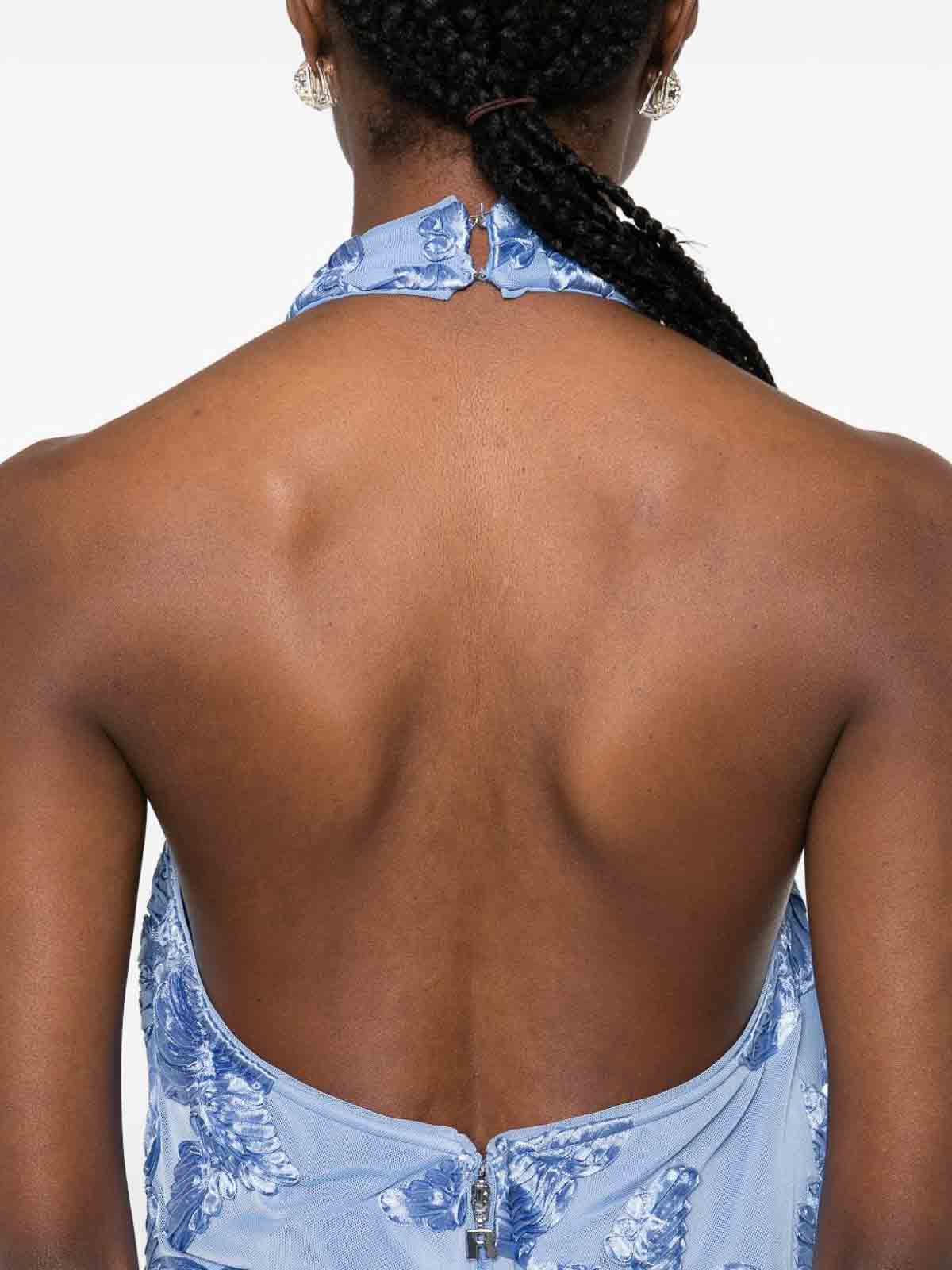 Short Light Blue Dress With Floral Embroidery 116E13 (ROTATE / ワンピース・ドレス・オールインワン ) | ROTATE (ロテート)(1)