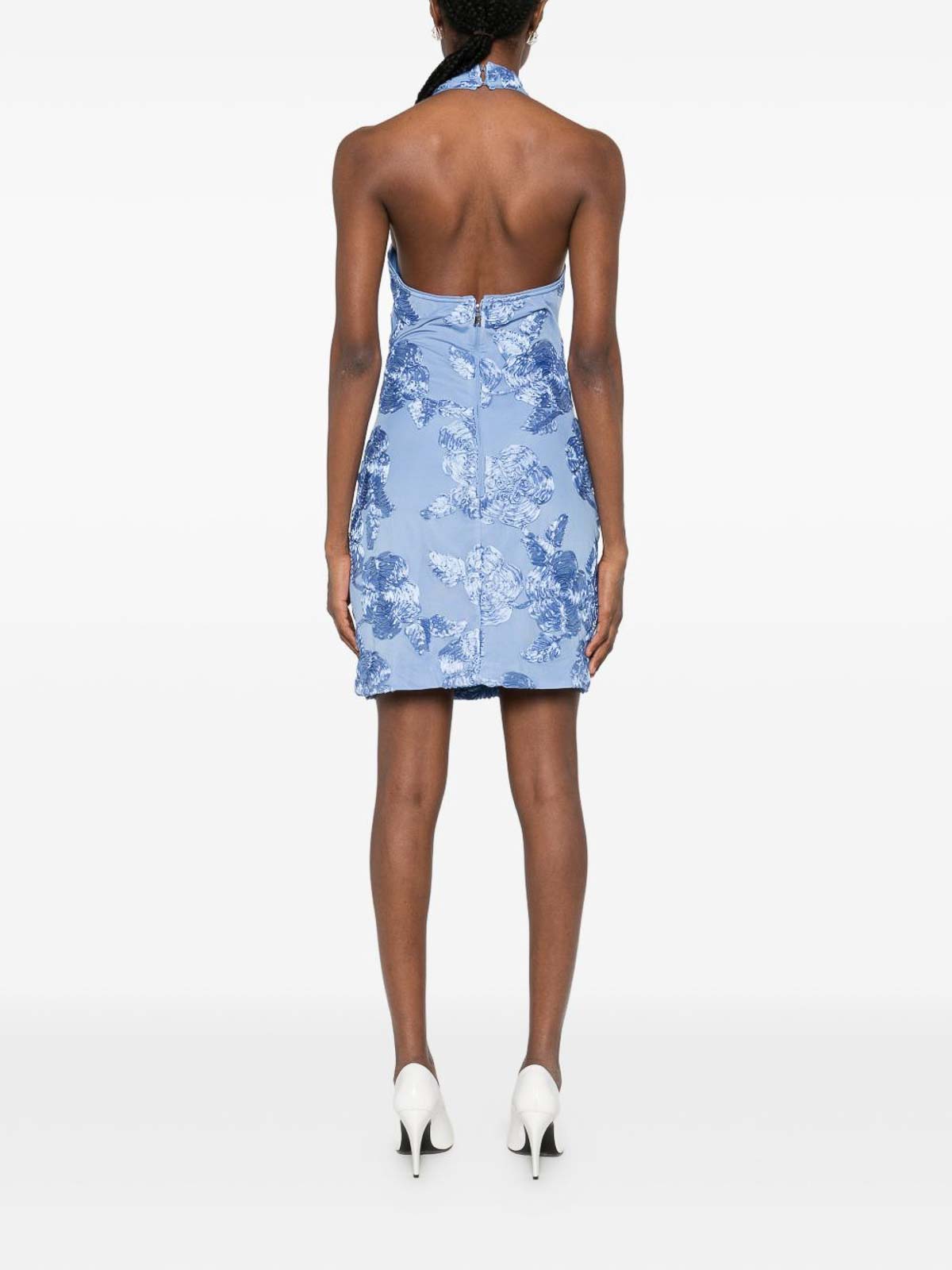 Short Light Blue Dress With Floral Embroidery 116E13 (ROTATE / ワンピース・ドレス・オールインワン ) | ROTATE (ロテート)(4)