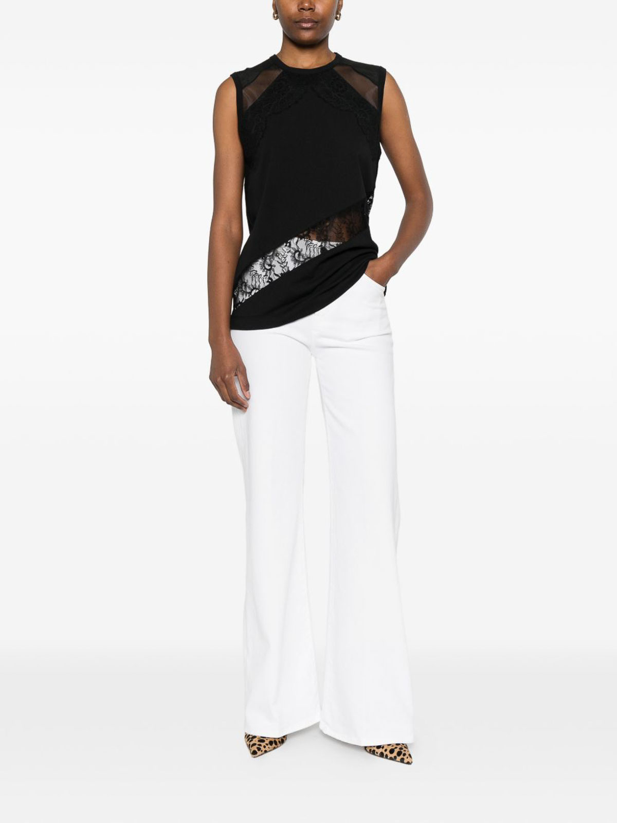 Molly T-Shirt In Black Cotton With Lace 106291A335Z99 (PINKO / タンクトップ・キャミソール ) | PINKO (ピンコ)(3)