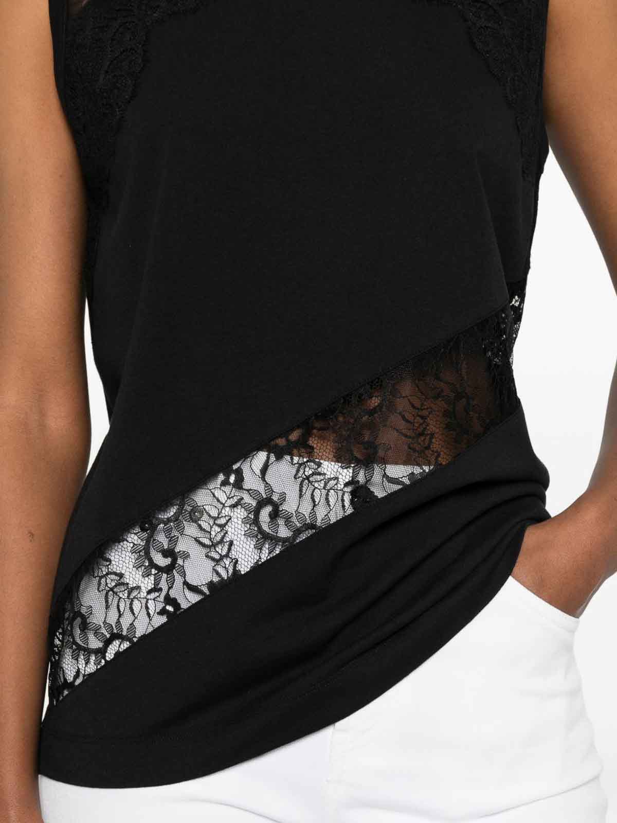 Molly T-Shirt In Black Cotton With Lace 106291A335Z99 (PINKO / タンクトップ・キャミソール ) | PINKO (ピンコ)(4)