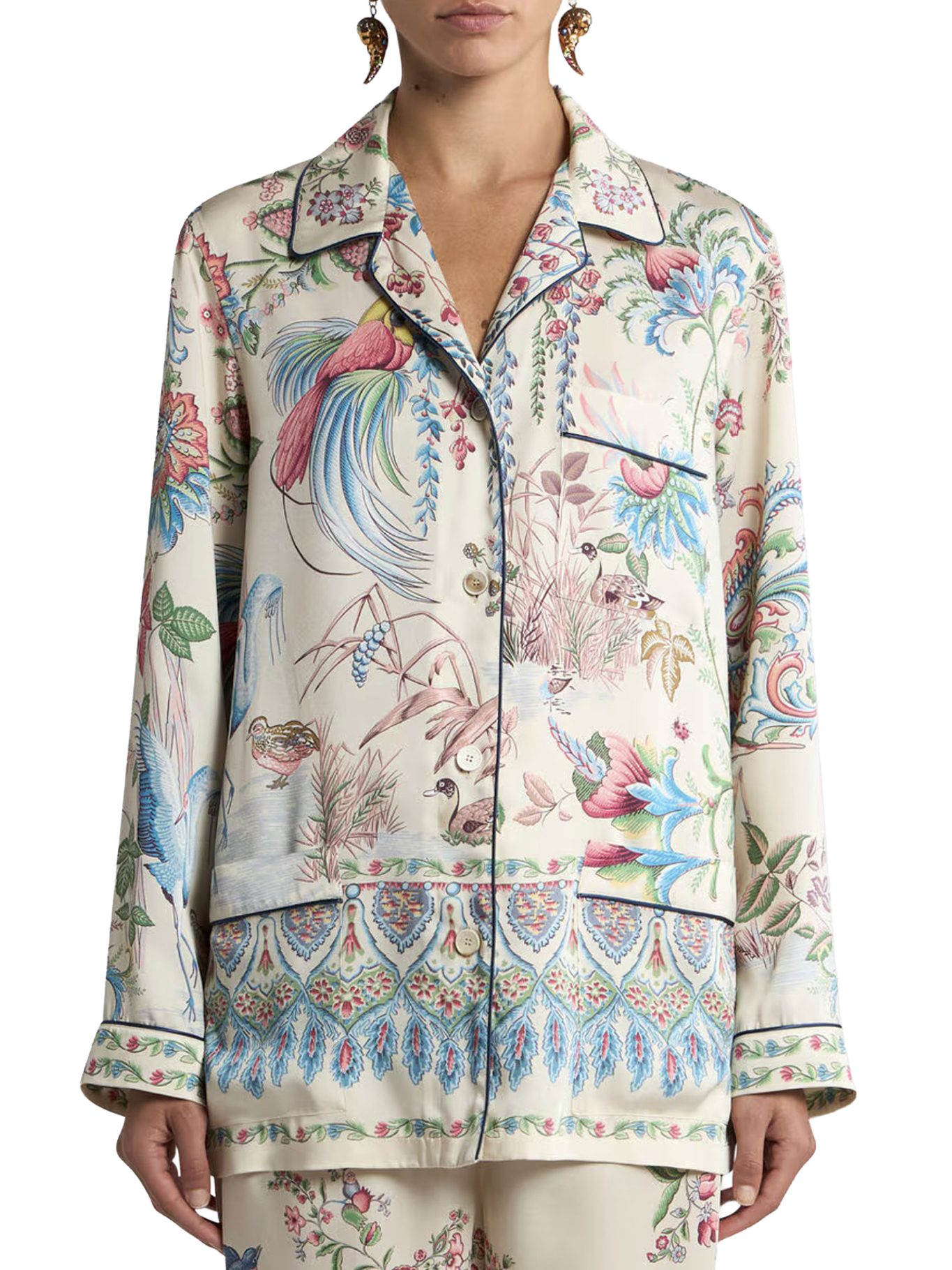 TWILL SHIRT WITH PLACED FLORA AND FAUNA PRINT WRIA010099SPSI4X0802X0802 (ETRO / シャツ・ブラウス ) | ETRO (エトロ)(2)