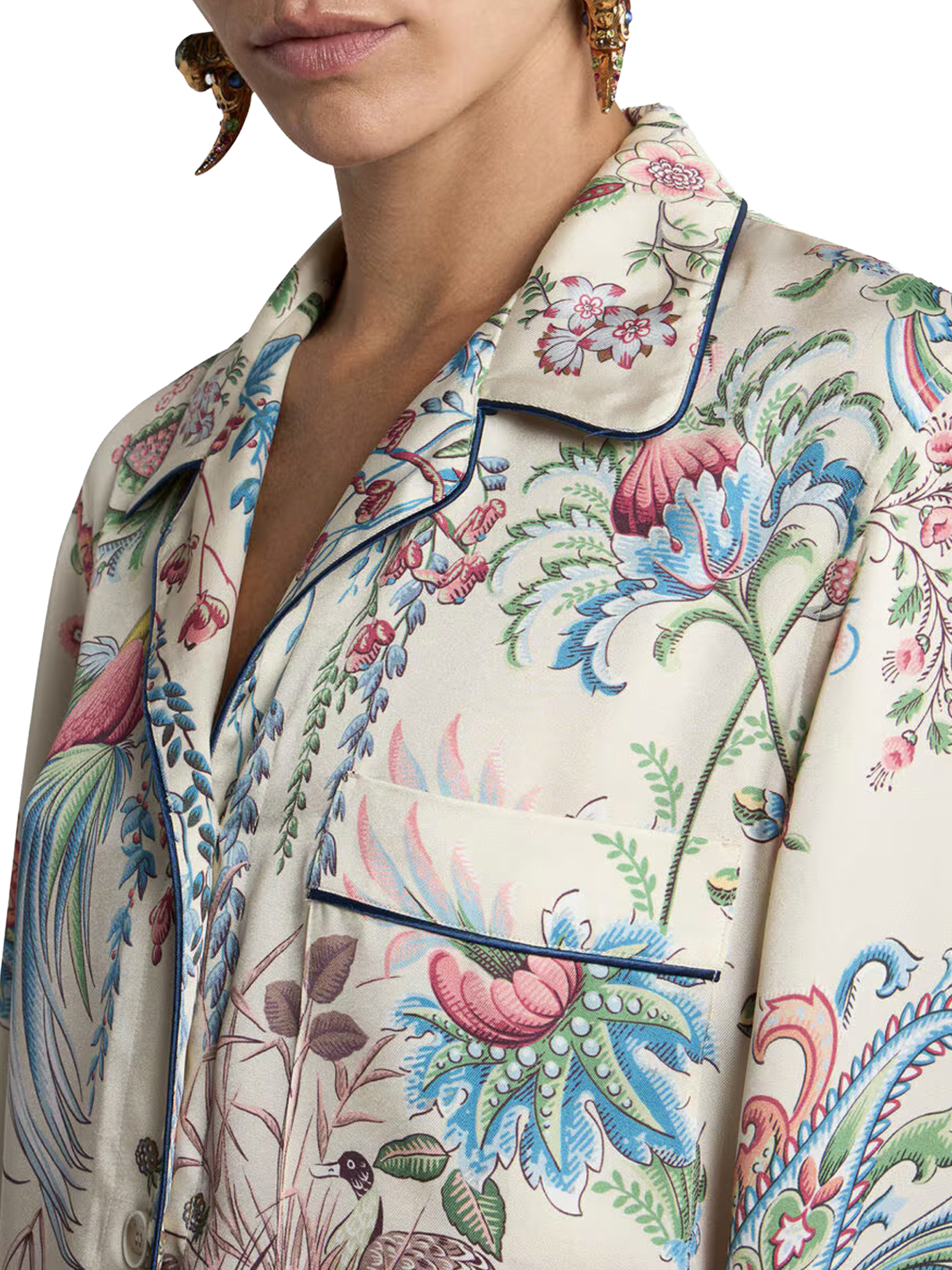 TWILL SHIRT WITH PLACED FLORA AND FAUNA PRINT WRIA010099SPSI4X0802X0802 (ETRO / シャツ・ブラウス ) | ETRO (エトロ)(4)