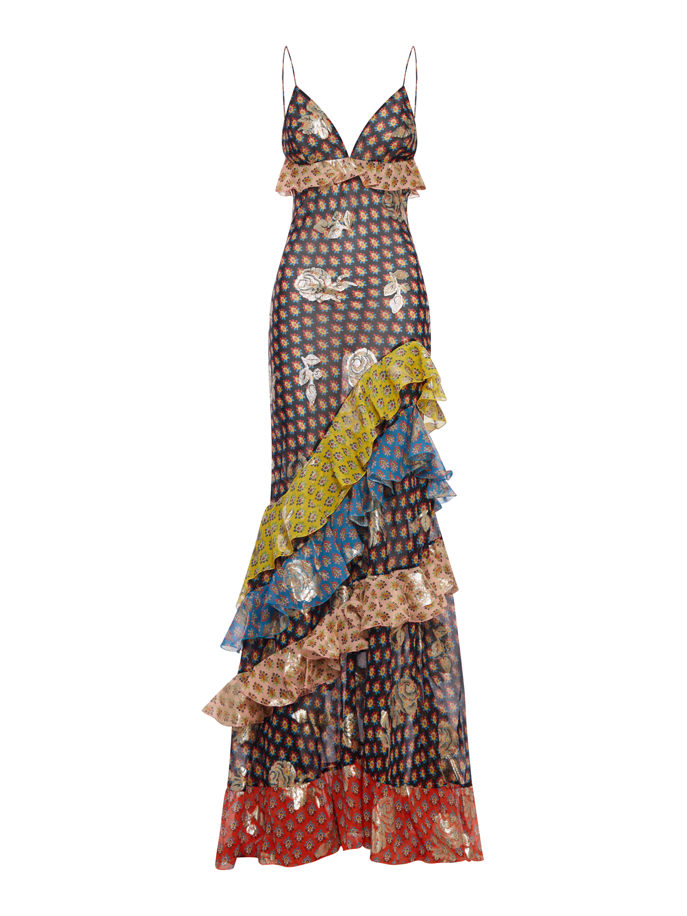 LONG PATCHWORK DRESS WITH RUFFLES AND THIN STRAPS WRHA060399SAA84X0811 (ETRO / ワンピース・ドレス・オールインワン ) | ETRO (エトロ)