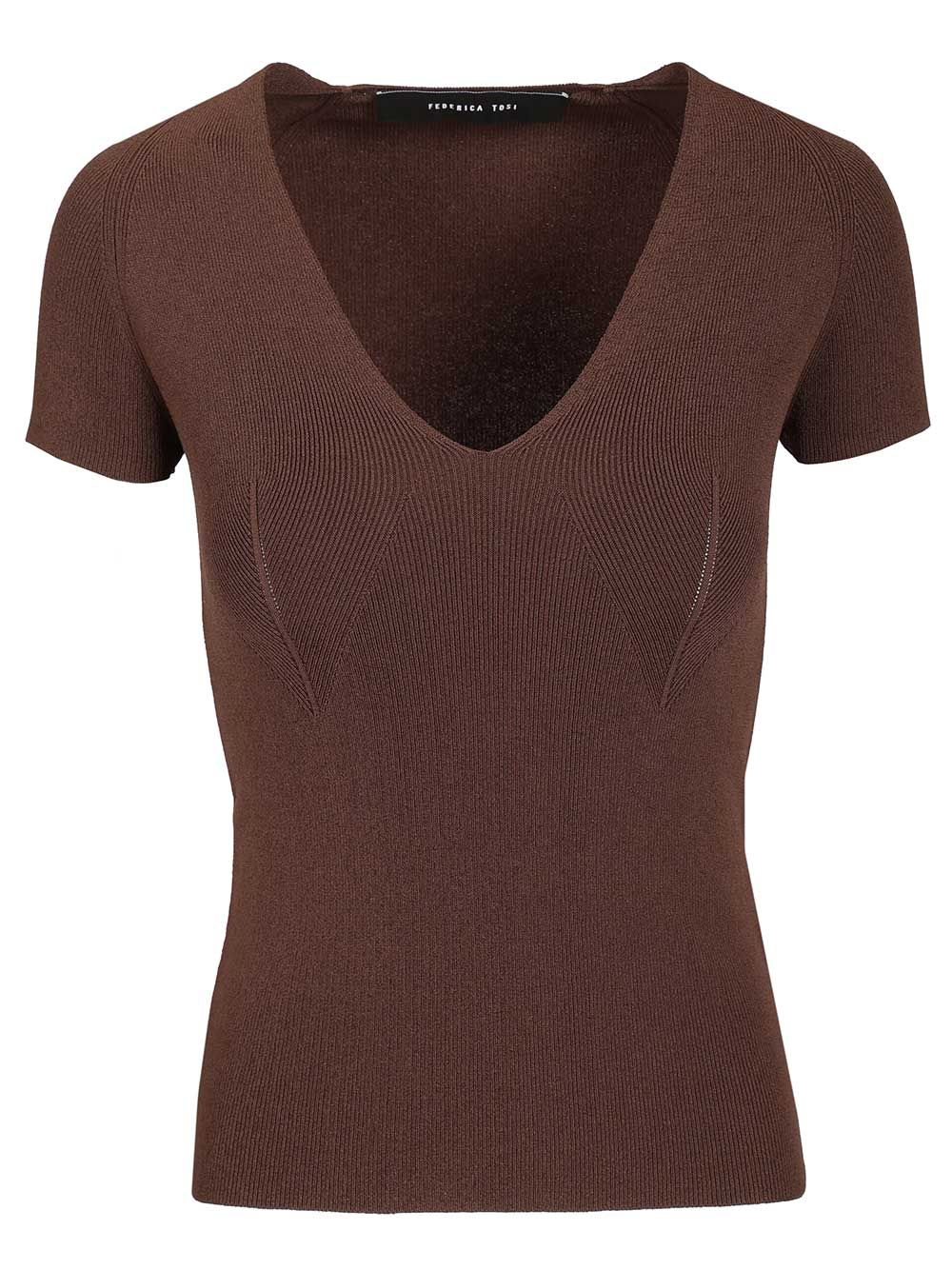 MAGLIA SCOLLO V 4200745158 (FEDERICA TOSI / Tシャツ・カットソー ) | FEDERICA TOSI (フェデリカ トシ)