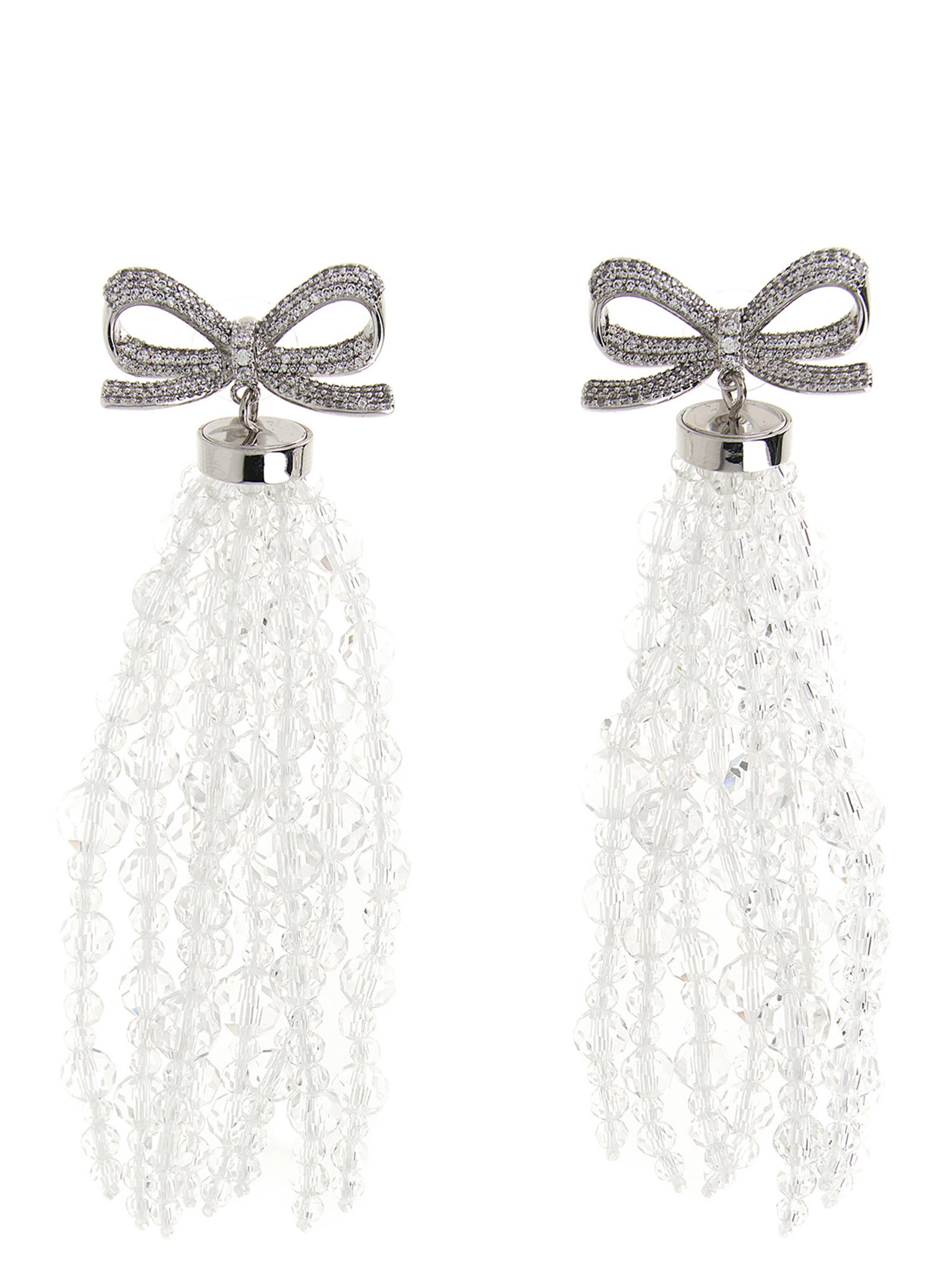 'Bow Beaded Waterfall' earrings SS26634ESLSILVER (self-portrait / ピアス・イヤリング ) | self-portrait (セルフ・ポートレイト)