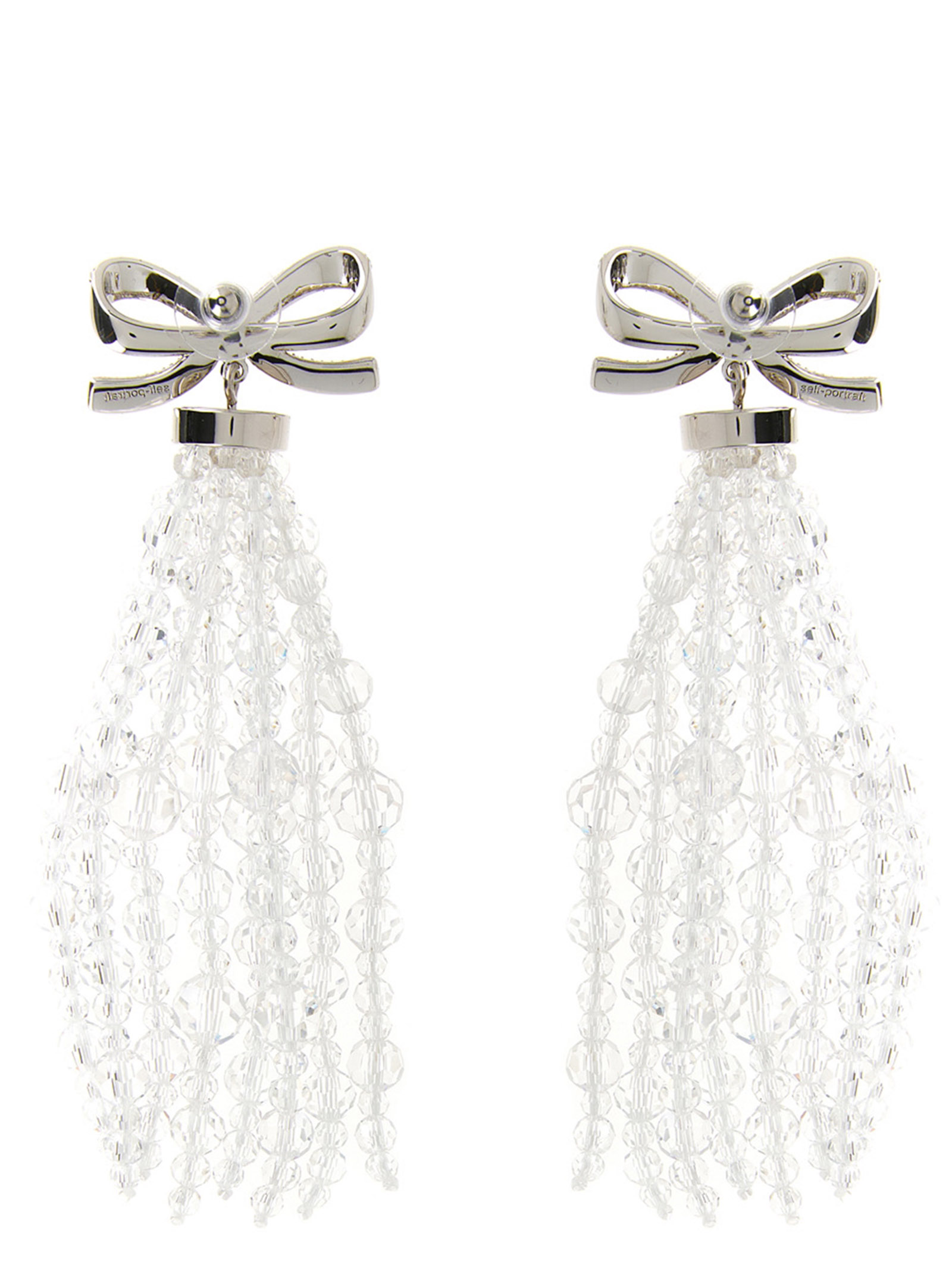 'Bow Beaded Waterfall' earrings SS26634ESLSILVER (self-portrait / ピアス・イヤリング ) | self-portrait (セルフ・ポートレイト)(1)