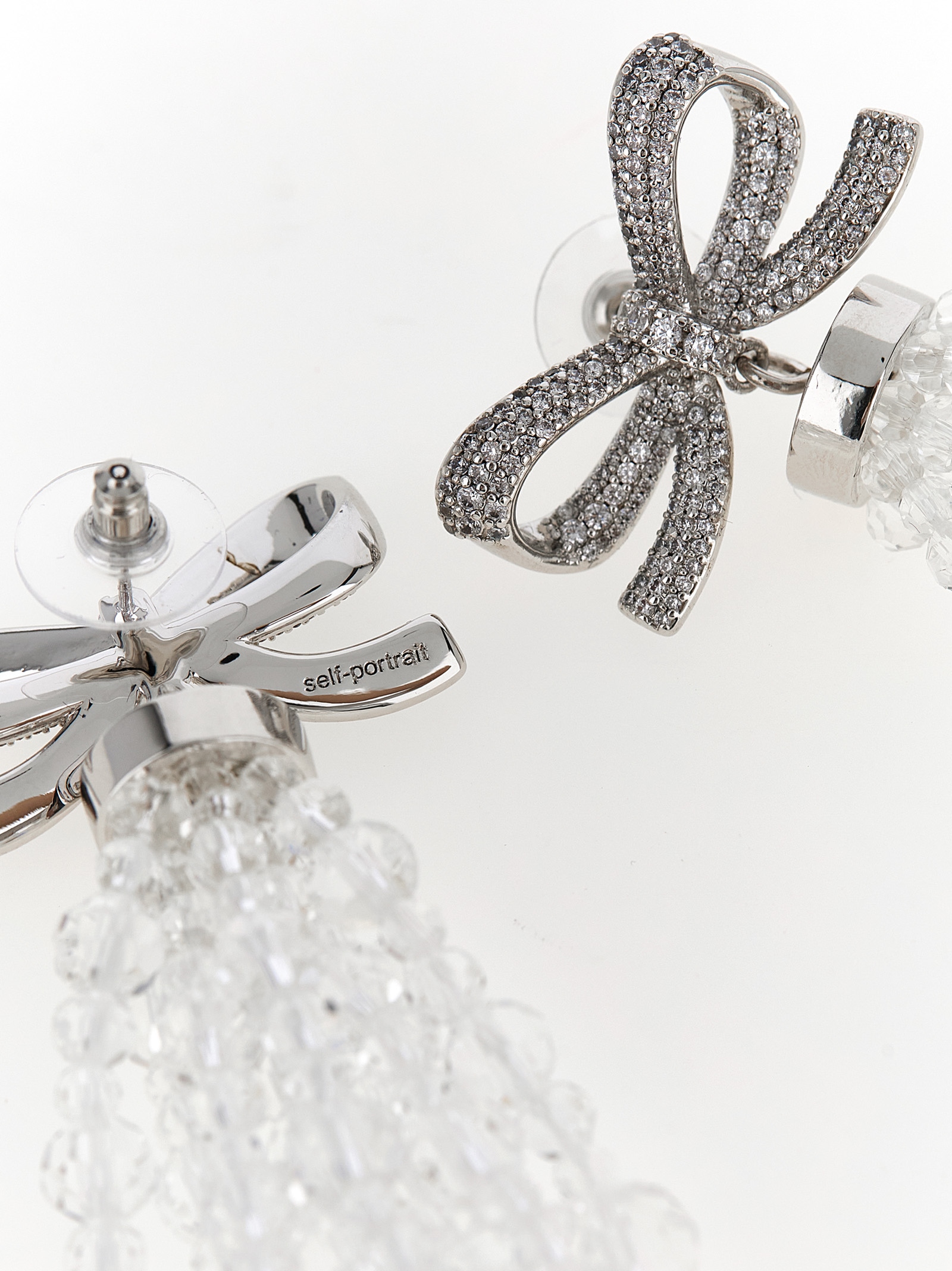 'Bow Beaded Waterfall' earrings SS26634ESLSILVER (self-portrait / ピアス・イヤリング ) | self-portrait (セルフ・ポートレイト)(2)