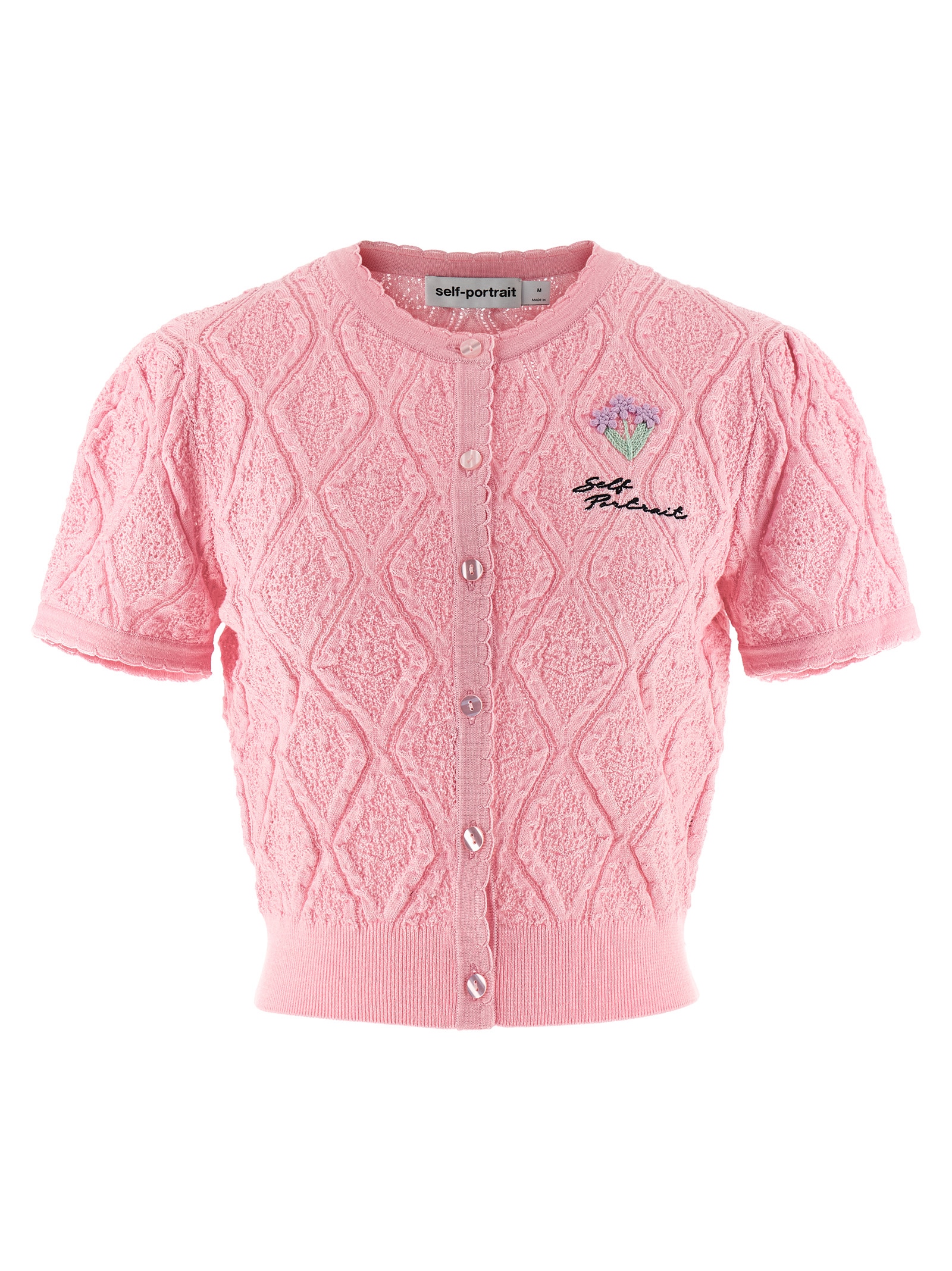 'Pink pointelle knit' top SS26057TPPINK (self-portrait / ニット・セーター・カーディガン ) | self-portrait (セルフ・ポートレイト)