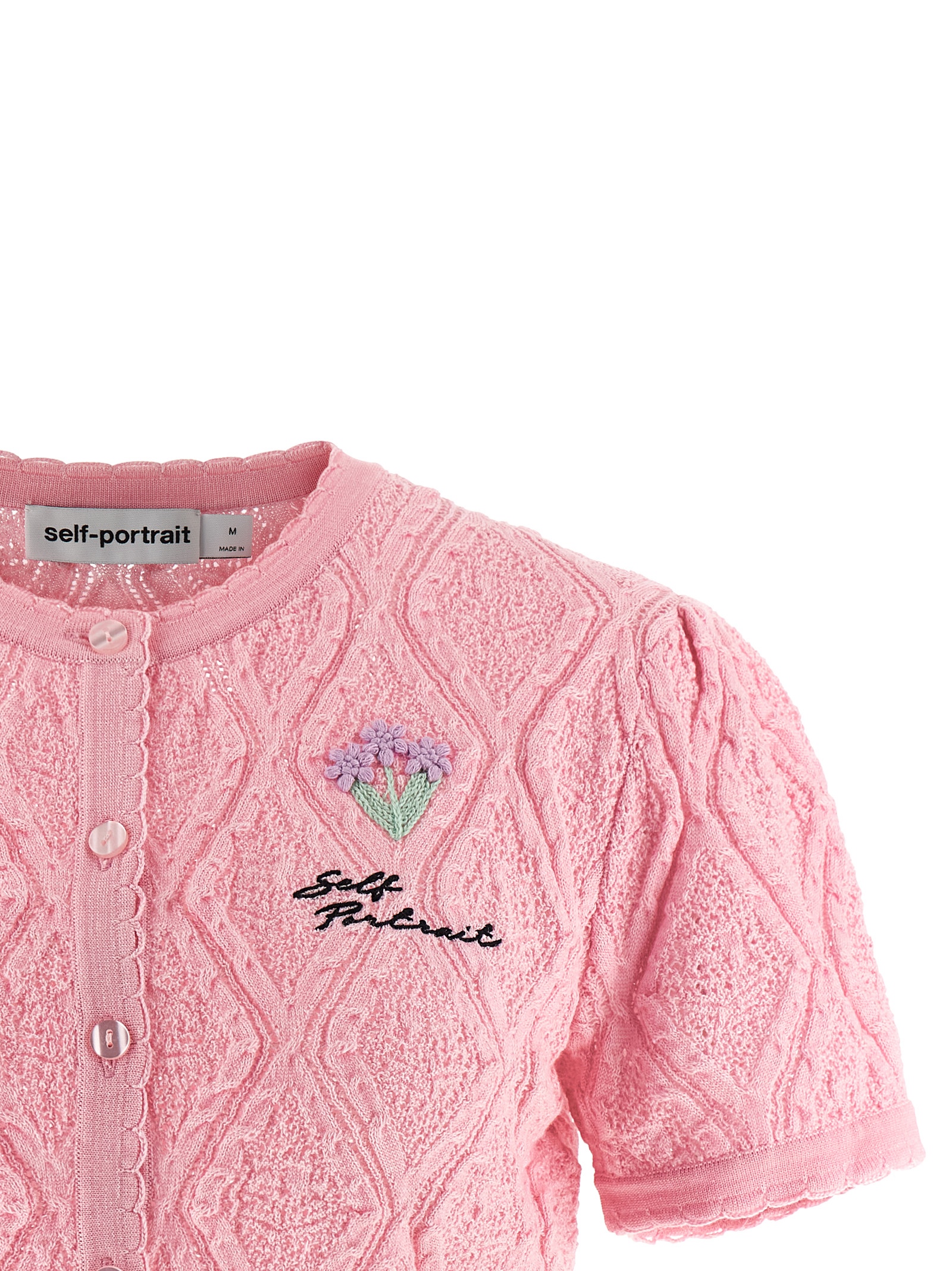 'Pink pointelle knit' top SS26057TPPINK (self-portrait / ニット・セーター・カーディガン ) | self-portrait (セルフ・ポートレイト)(2)