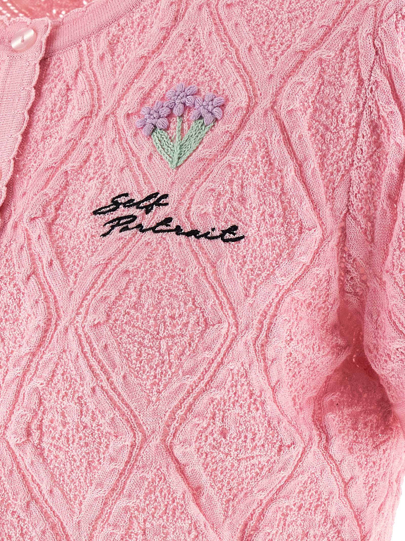 'Pink pointelle knit' top SS26057TPPINK (self-portrait / ニット・セーター・カーディガン ) | self-portrait (セルフ・ポートレイト)(3)