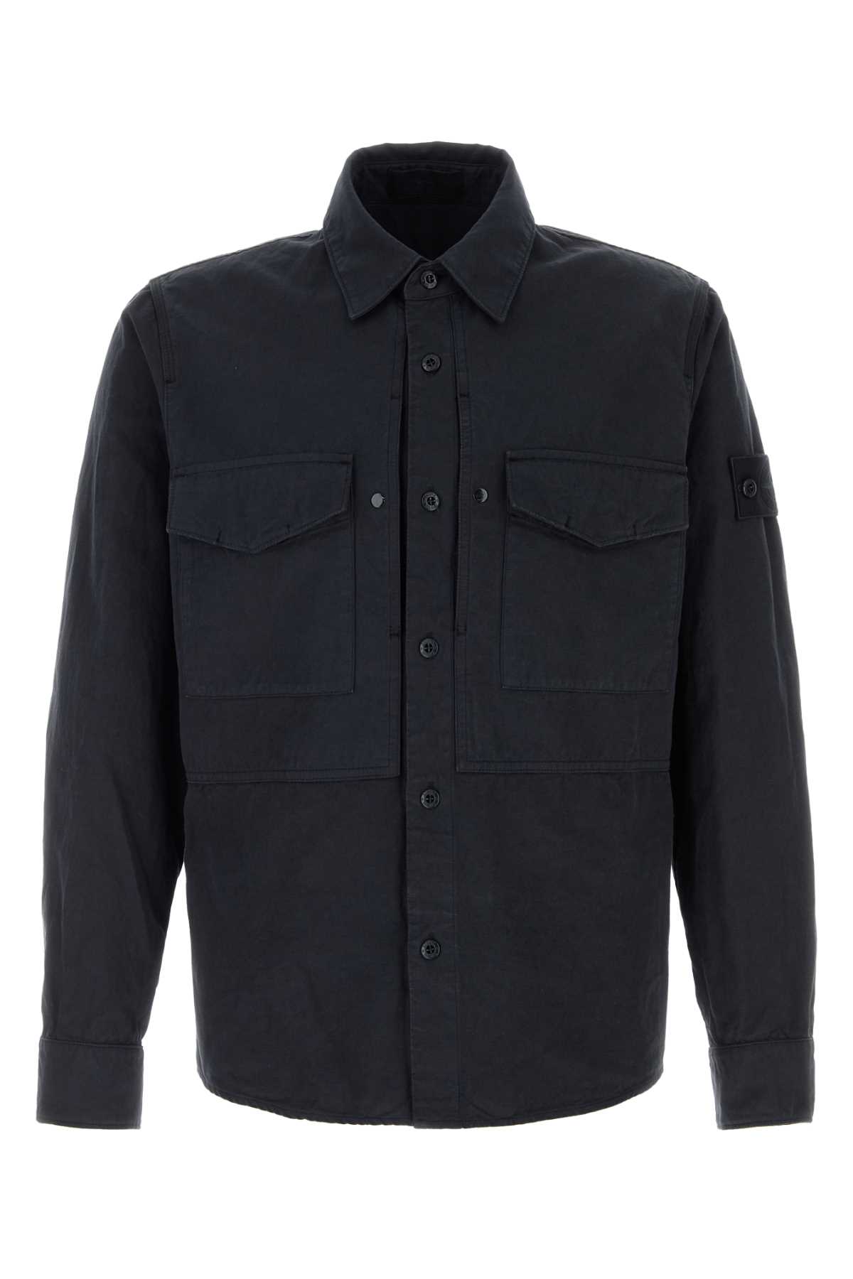 Navy blue cotton blend shirt L1S151200012S0F36V0020 (STONE ISLAND / シャツ・ブラウス ) | STONE ISLAND (ストーンアイランド)