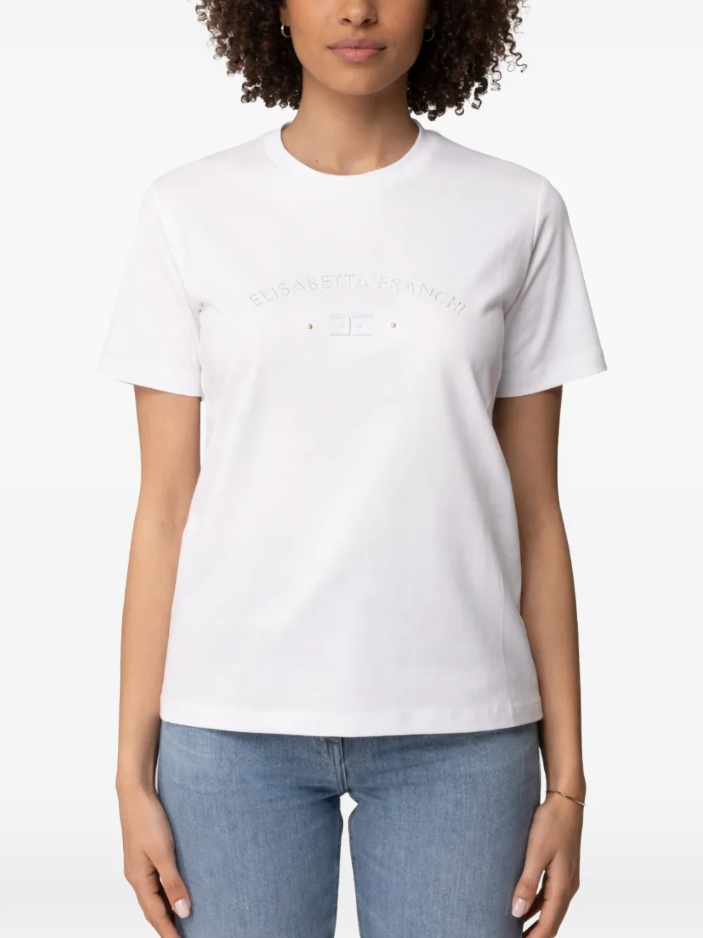 LOGO EMBROIDERY COTTON T-SHIRT MA01761E2270 (Elisabetta Franchi / Tシャツ・カットソー ) | Elisabetta Franchi (エリザベッタ フランキ)(1)