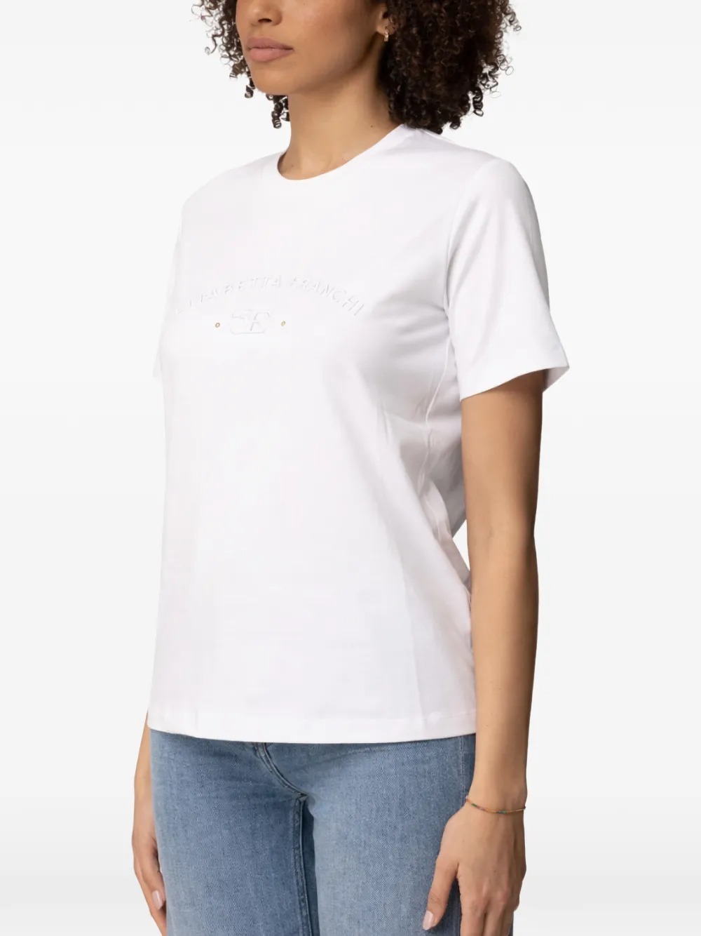 LOGO EMBROIDERY COTTON T-SHIRT MA01761E2270 (Elisabetta Franchi / Tシャツ・カットソー ) | Elisabetta Franchi (エリザベッタ フランキ)(3)