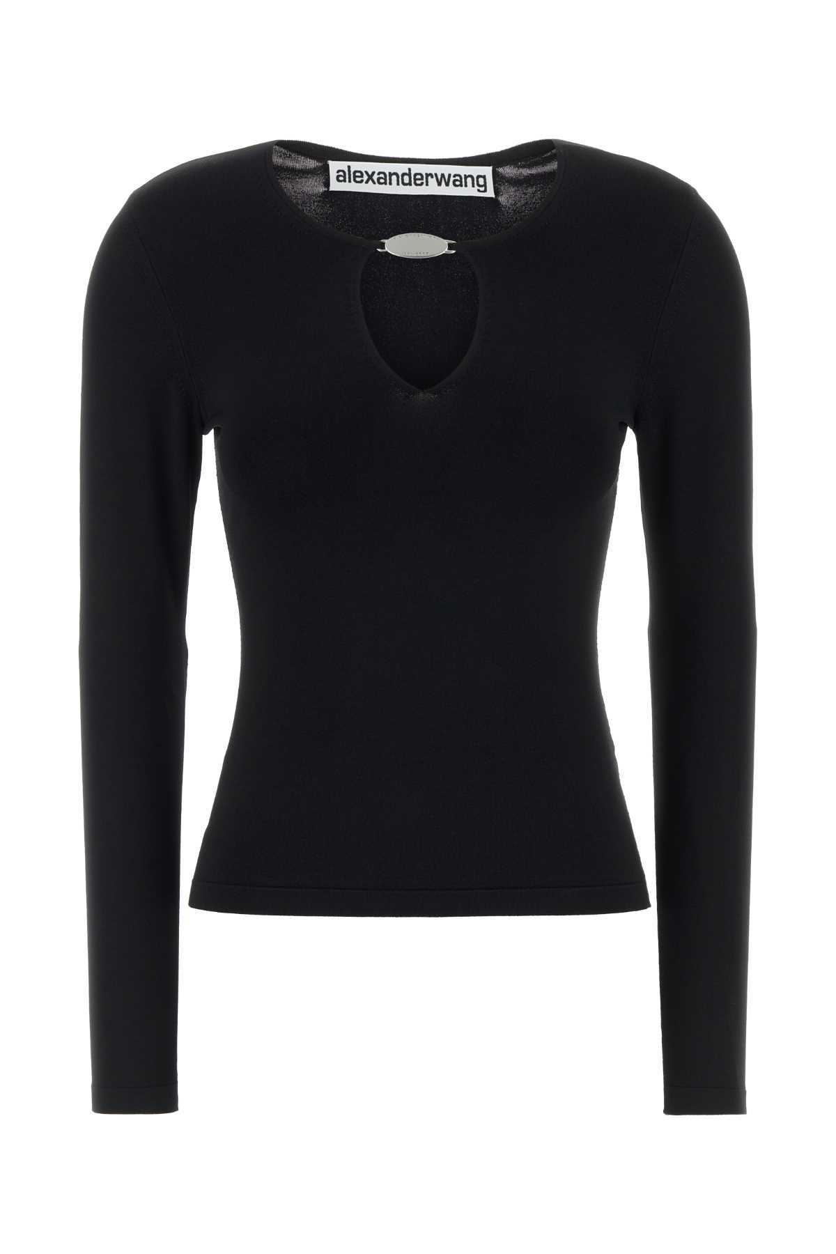 Black stretch viscose blend t-shirt 1KC1261095001 (alexanderwang / ニット・セーター・カーディガン ) | alexanderwang (アレキサンダーワン)