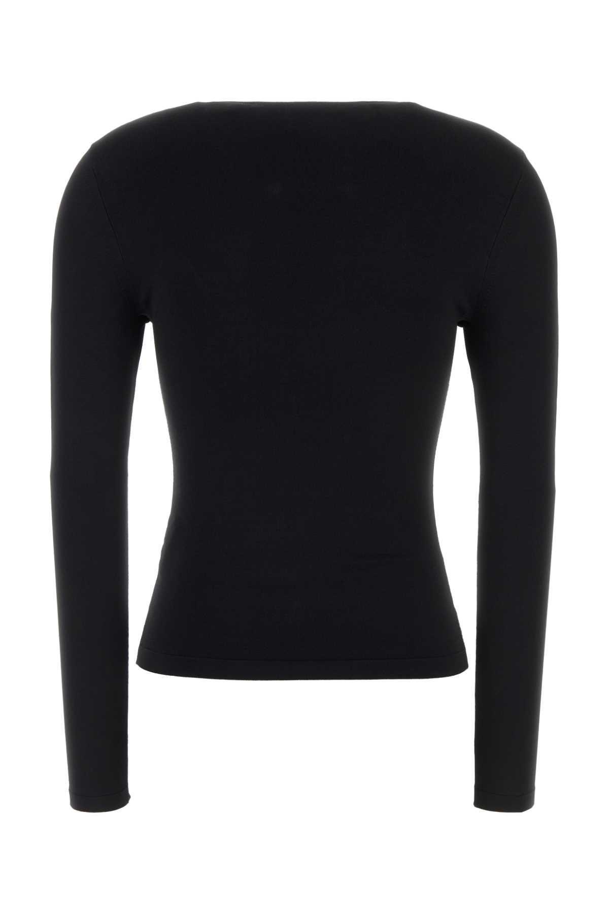 Black stretch viscose blend t-shirt 1KC1261095001 (alexanderwang / ニット・セーター・カーディガン ) | alexanderwang (アレキサンダーワン)(1)