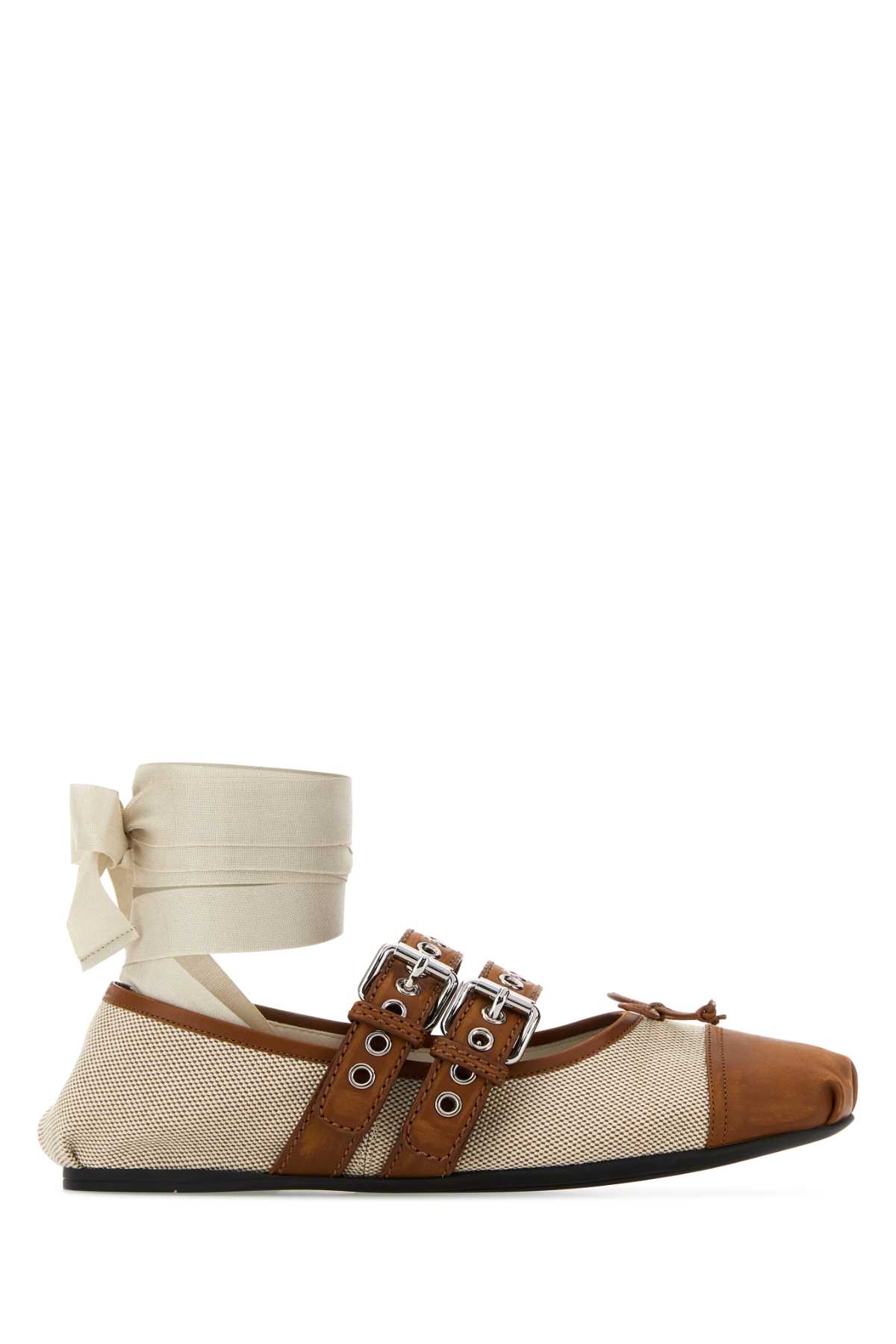 Two-tone canvas ballerinas 5F608EF0053ZMKF0C4Z (MIU MIU / フラットシューズ ) | MIU MIU (ミュウミュウ)