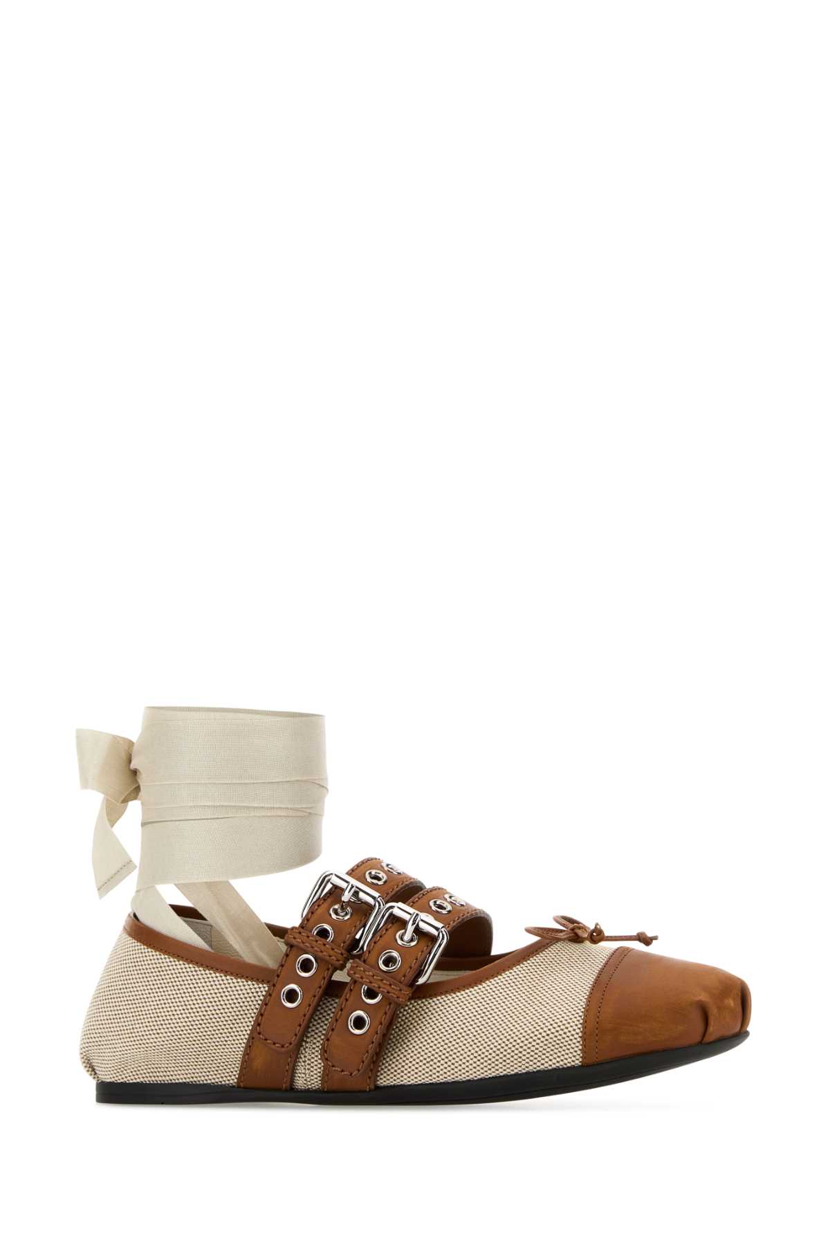 Two-tone canvas ballerinas 5F608EF0053ZMKF0C4Z (MIU MIU / フラットシューズ ) | MIU MIU (ミュウミュウ)(1)