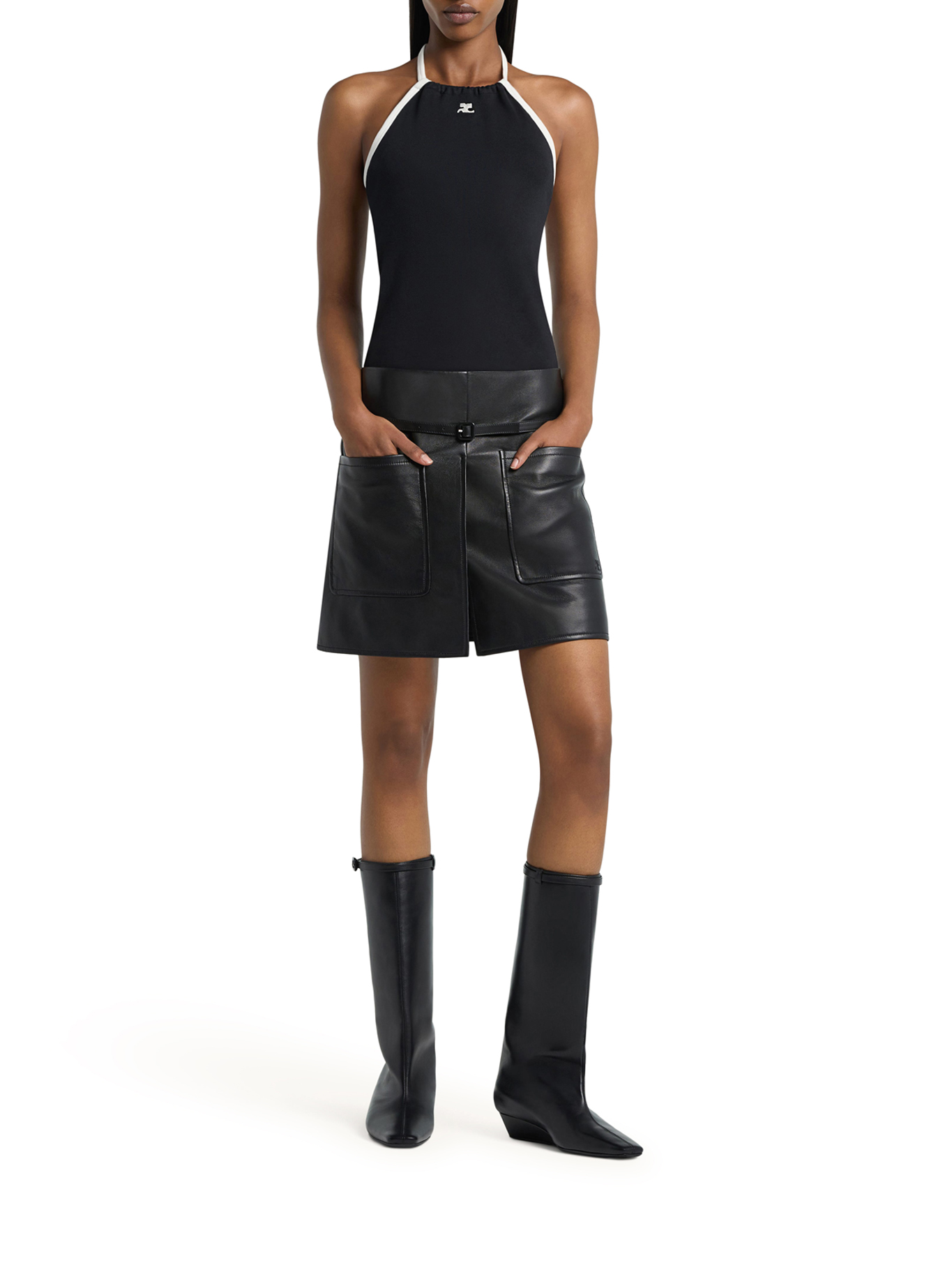 COTTON TANK TOP WITH CONTRASTING LACES 226JDE169JS02039901 (Courrèges / タンクトップ・キャミソール ) | Courrèges (クレージュ)(1)