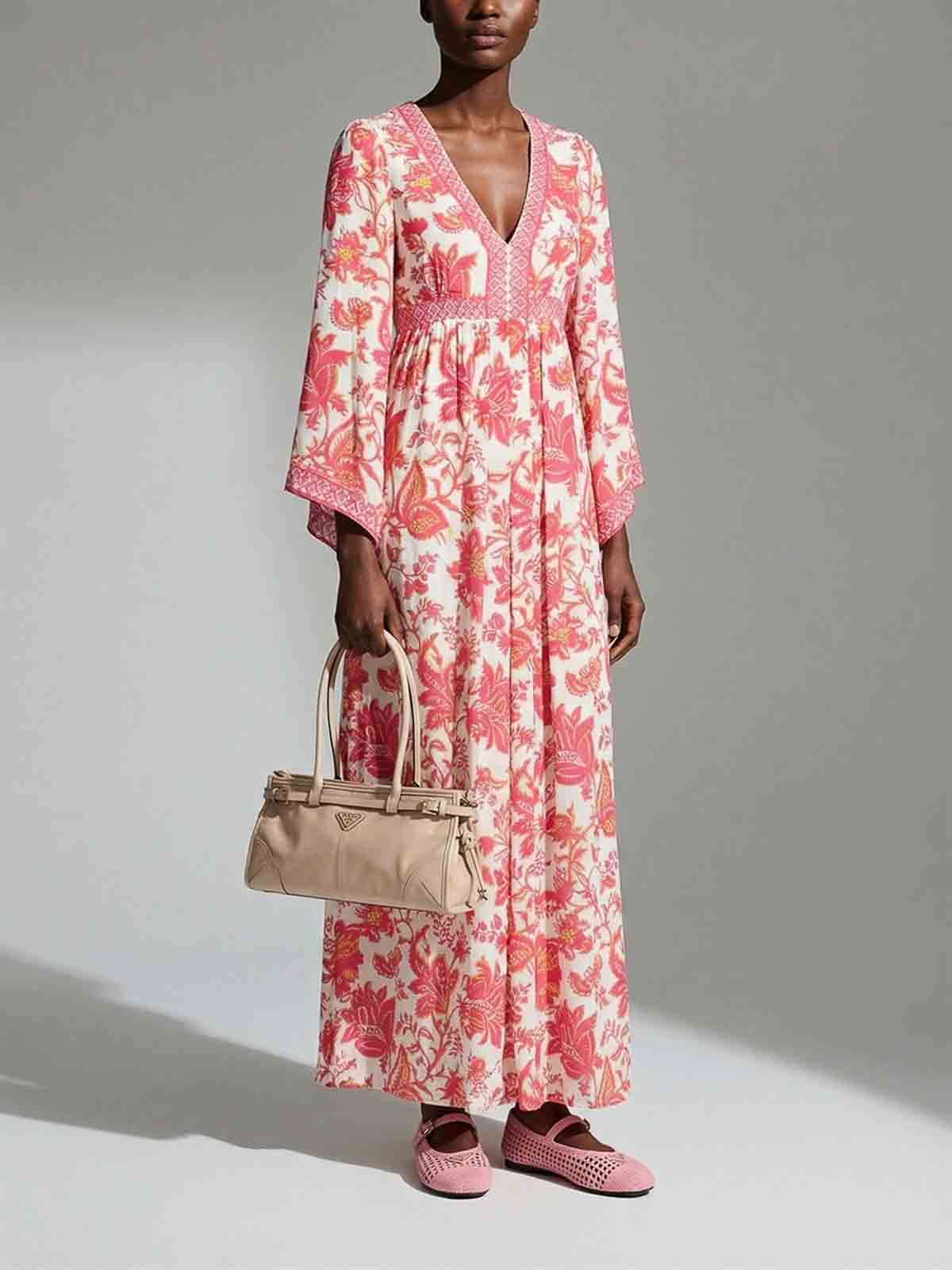 Maxi `Empire` Dress With Deep V-Neck WRHA018099SP4L2X0808 (ETRO / ワンピース・ドレス・オールインワン ) | ETRO (エトロ)(1)