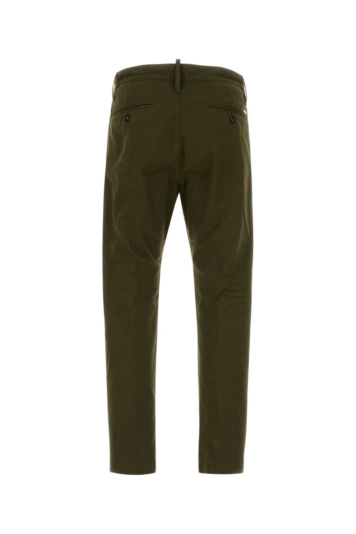 Olive green stretch cotton chino pant S74KB1129S39021703 (Dsquared2 / パンツ ) | Dsquared2 (ディースクエアード)(1)