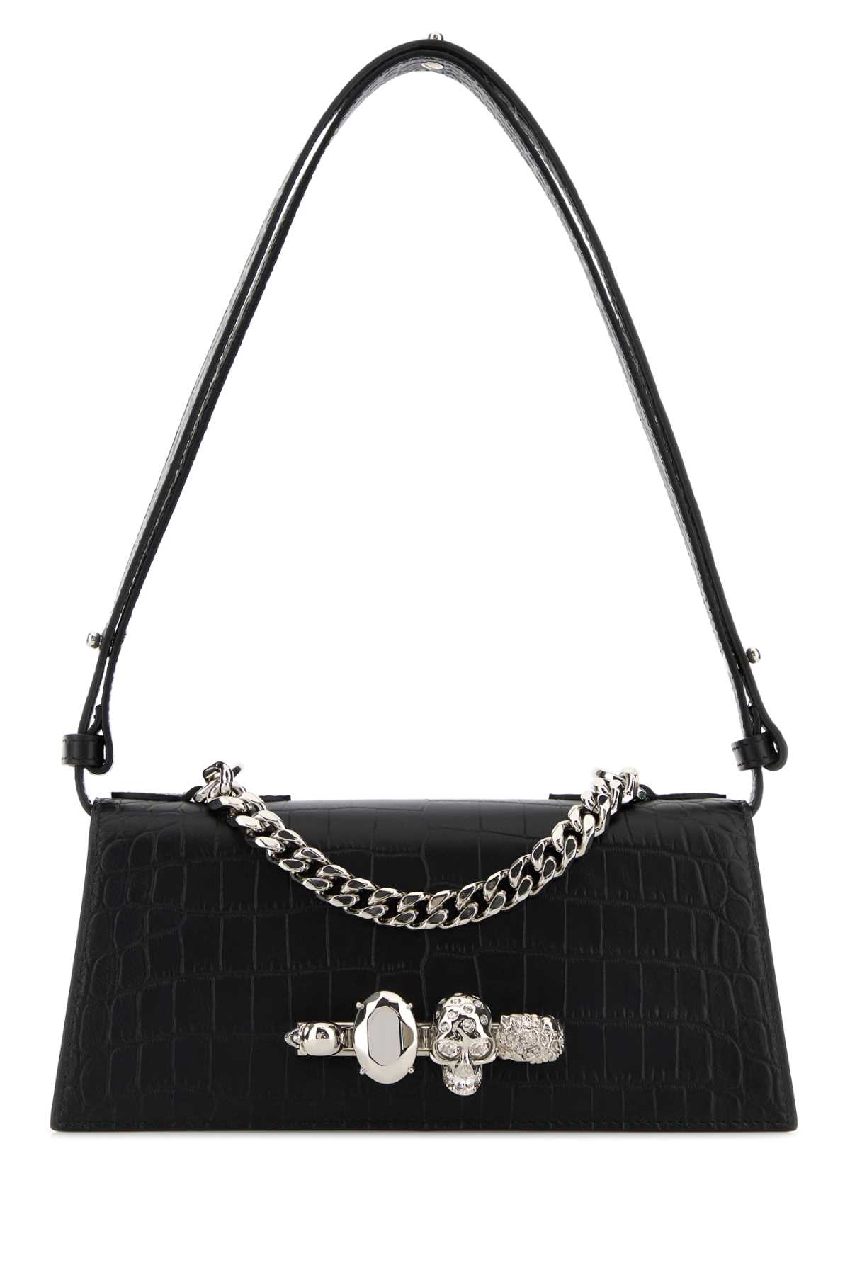 Black leather mini Jewelled shoulder bag 8661381HBT21000 (Alexander McQUEEN / ハンドバッグ・ショルダーバッグ ) | Alexander McQUEEN (アレキサンダー・マックイーン)