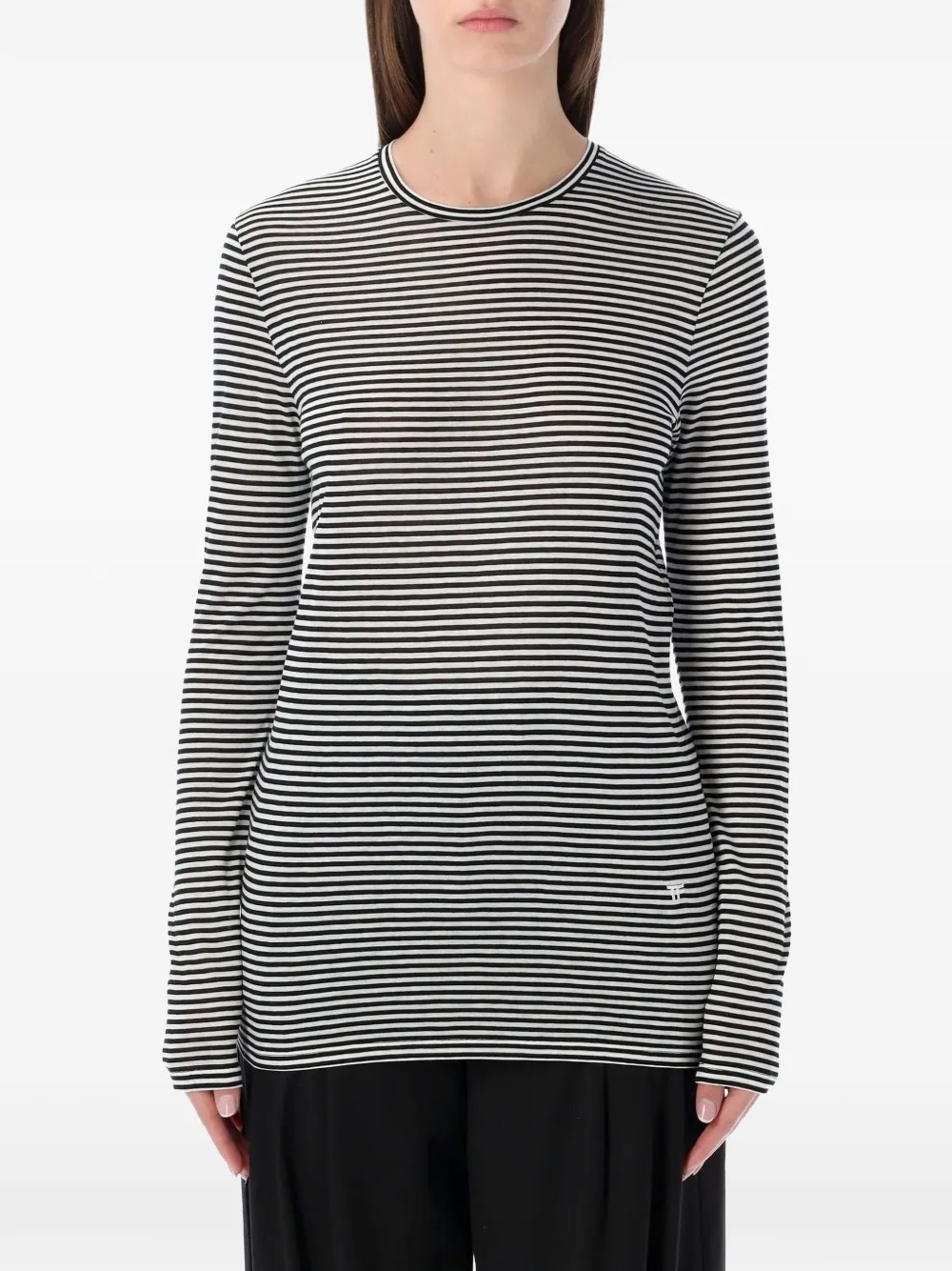 LONG-SLEEVED STRIPED T-SHIRT WITH TONAL TF EMBROIDERED LOGO TSJ632JEX187NWA (TOM FORD / Tシャツ・カットソー ) | TOM FORD (トムフォード)(1)