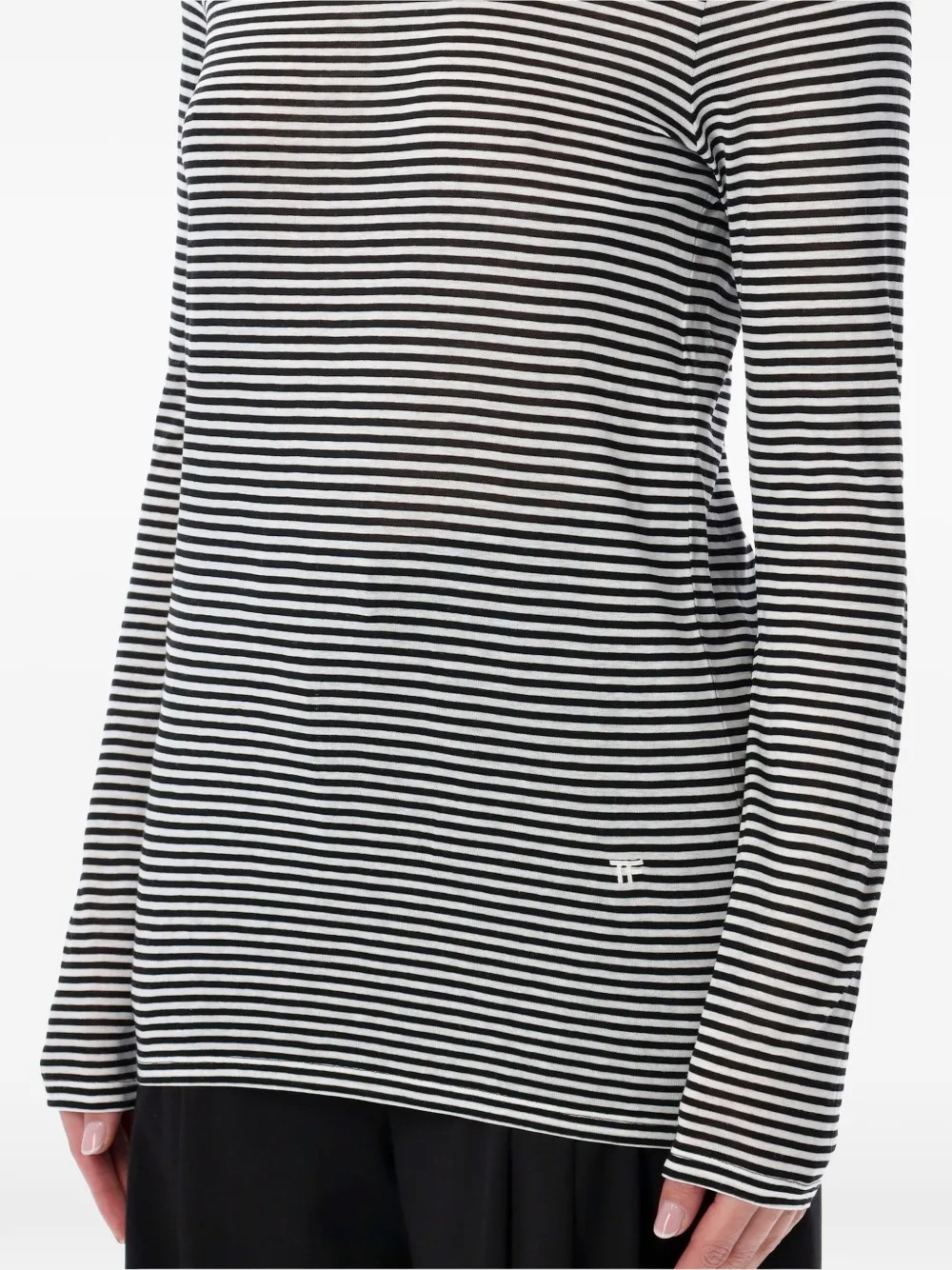 LONG-SLEEVED STRIPED T-SHIRT WITH TONAL TF EMBROIDERED LOGO TSJ632JEX187NWA (TOM FORD / Tシャツ・カットソー ) | TOM FORD (トムフォード)(3)