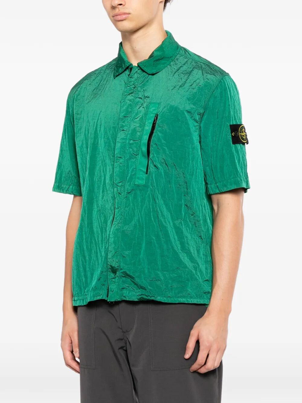 COMFORT-FIT NYLON METAL SHORT-SLEEVED OVERSHIRT WITH ZIP L1S151200028S0019V005H (STONE ISLAND / シャツ・ブラウス ) | STONE ISLAND (ストーンアイランド)(3)