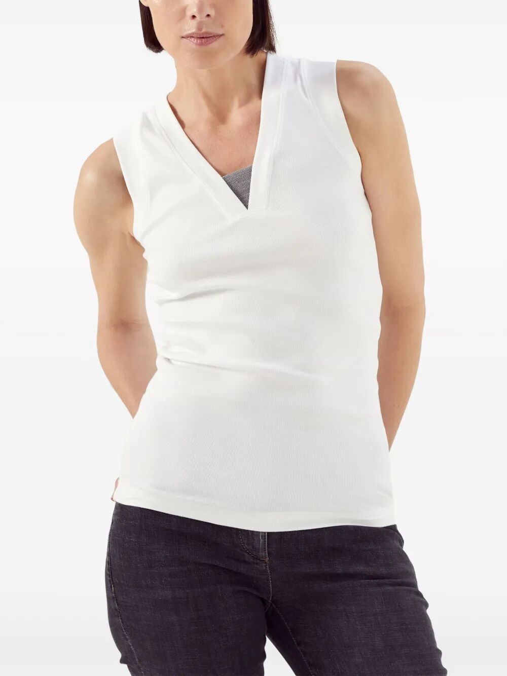 STRETCH COTTON JERSEY TANK TOP WITH PRECIOUS FAUX-LAYERING M0TC8EL672C159 (Brunello Cucinelli / タンクトップ・キャミソール ) | Brunello Cucinelli (ブルネロ・クチネリ)(1)
